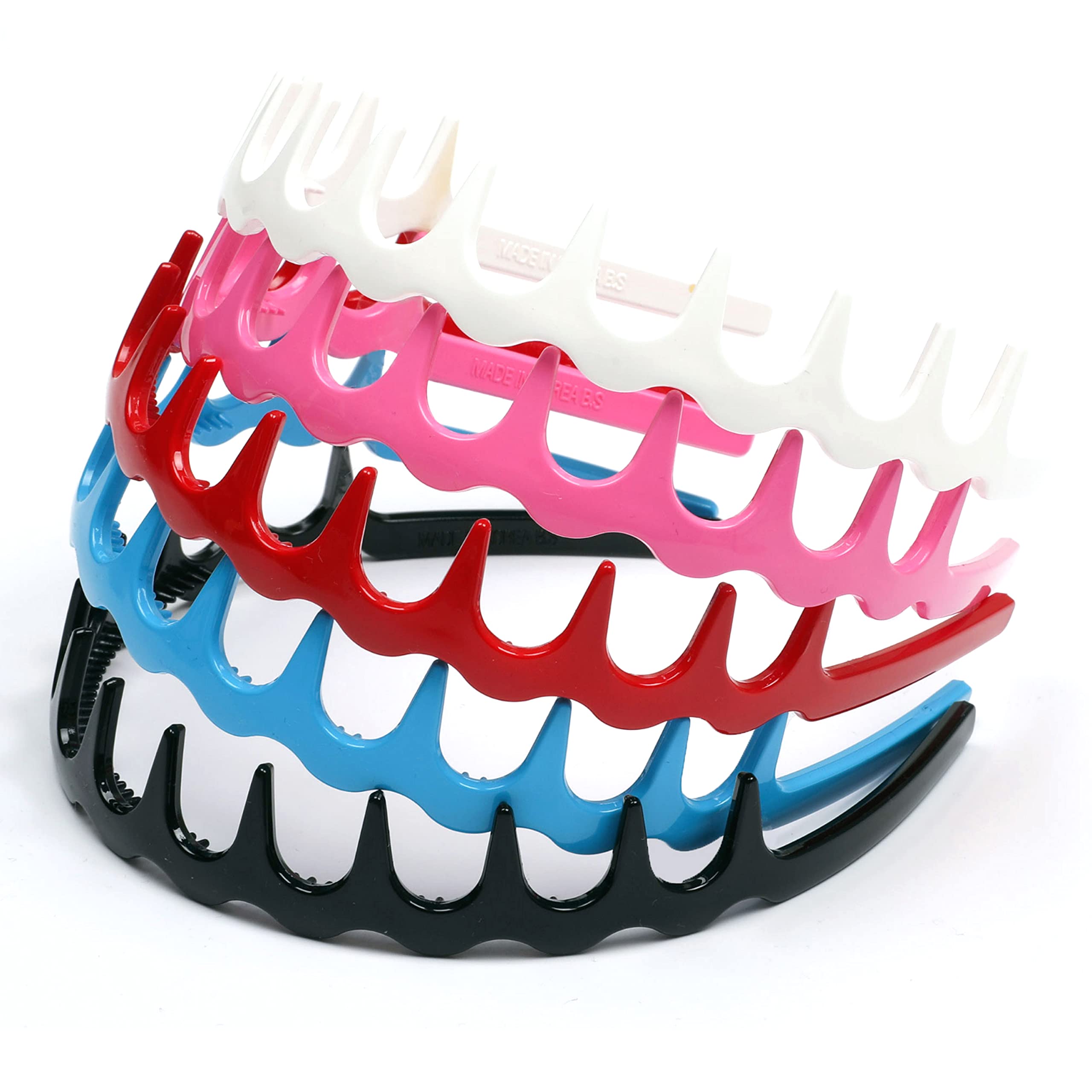 5-Pack Non-Slip Teeth Bone Elastic Headbands for Kids, Girls & Women - Strong Hold Hair Accessories for Sports, Workouts, Yoga and Daily Use