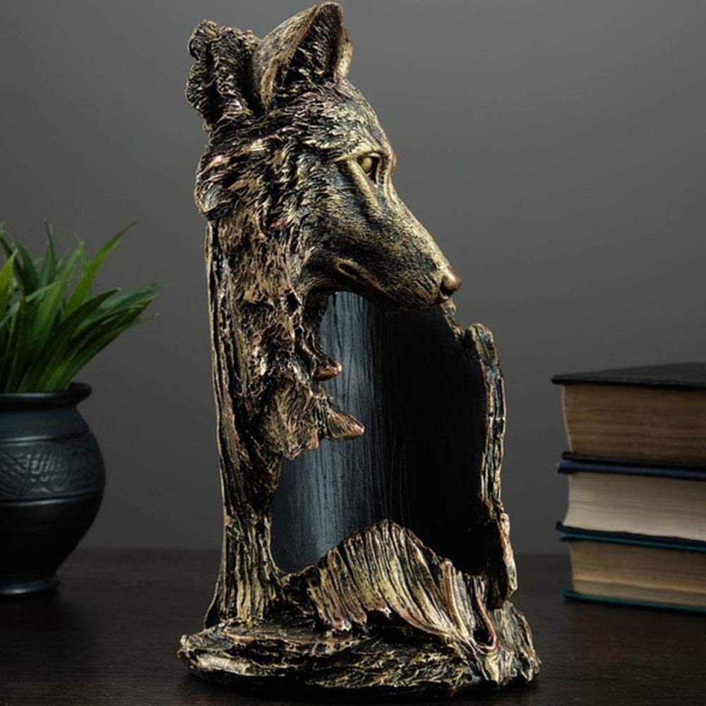 Wolf Wine Bottle Holder - Elegant Kitchen Countertop Decor & Wine Rack - Best Wine Accessories & Unique Wine Gifts - Perfect for Kitchen Decor, Bar Counter, Dining Room & Housewarming Gifts