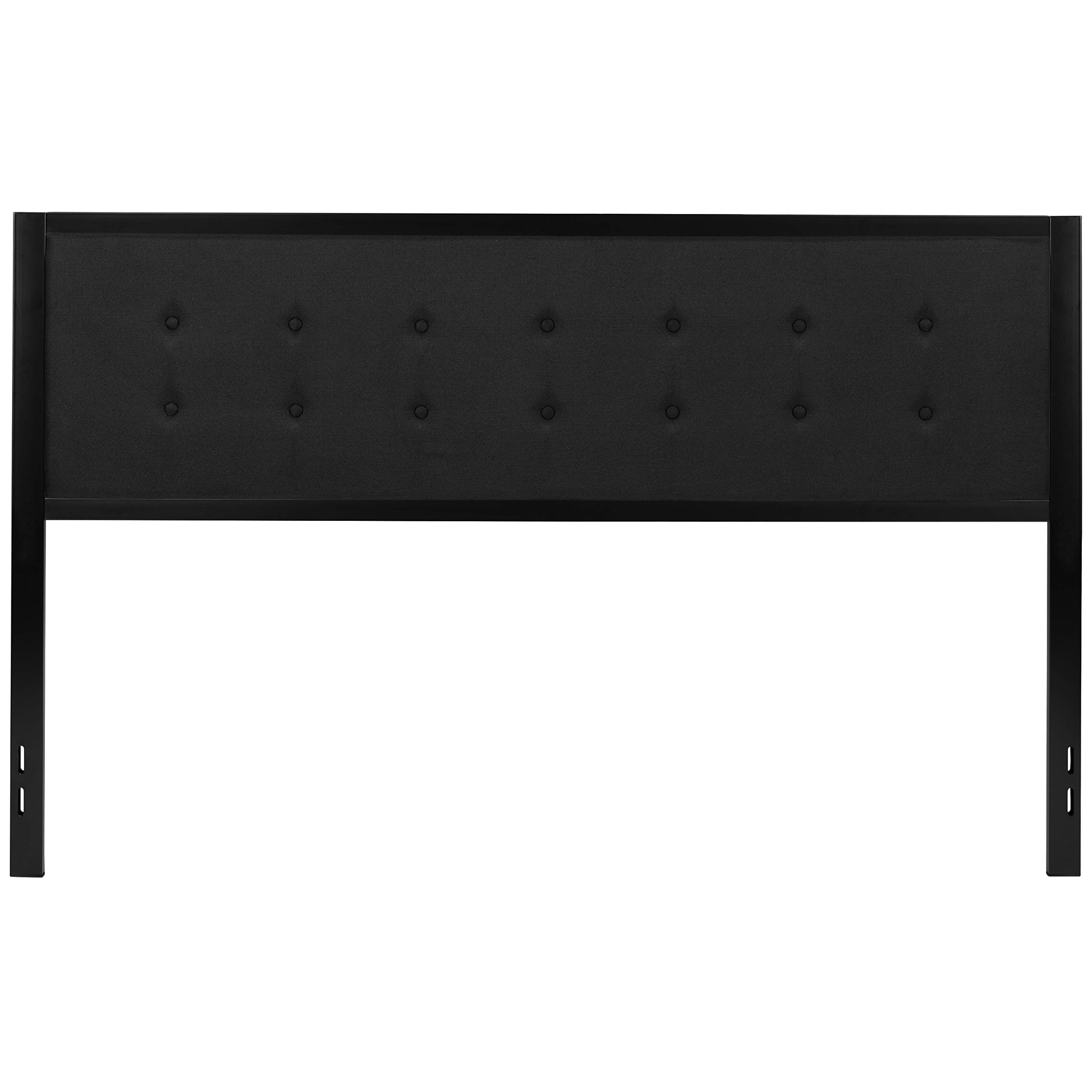 EMMA + OLIVER King Size Upholstered Metal Panel Headboard - Tufted Black Fabric for Modern Bedroom Decor | Perfect for Master Bedroom & Guest Room Setup