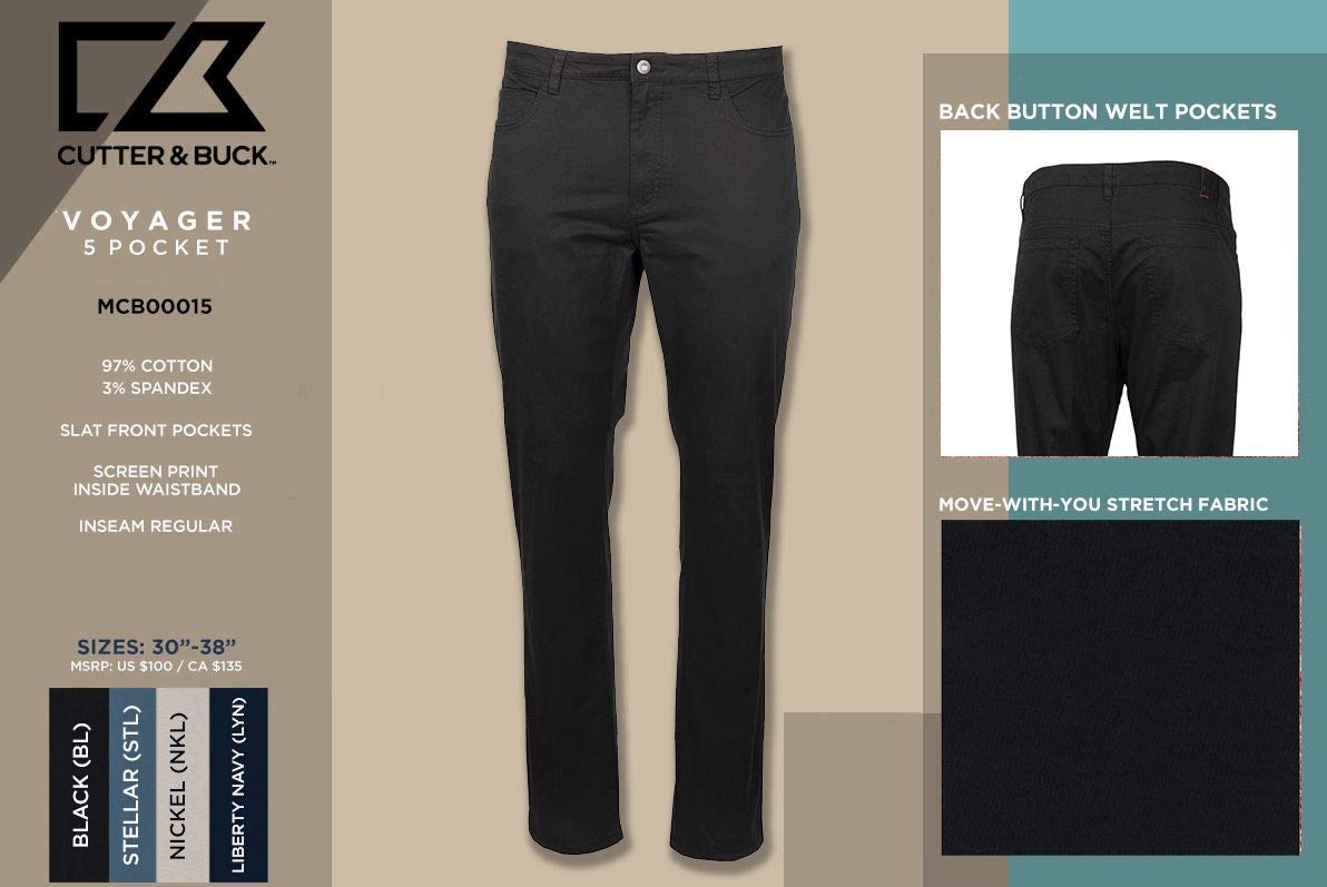 Cutter & Buck Men's Big & Tall Voyager 5 Pocket Stretch Travel Pants - Comfortable Casual & Business Travel Wear for Tall Men