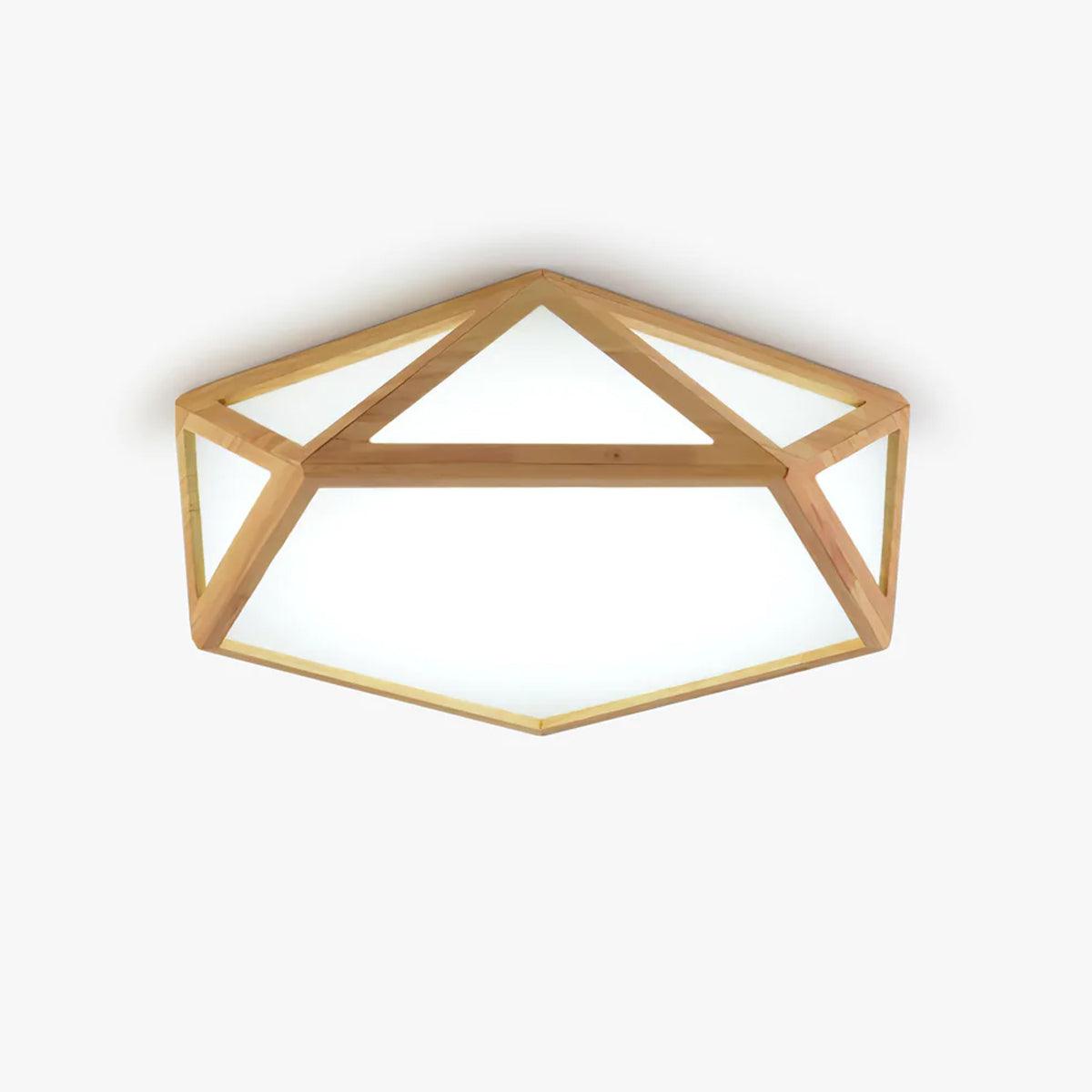 Elegant Diamond Wooden Ceiling Light Fixture - Modern Handcrafted Wood & Crystal Chandelier for Living Room, Bedroom, Dining Room Lighting Decor