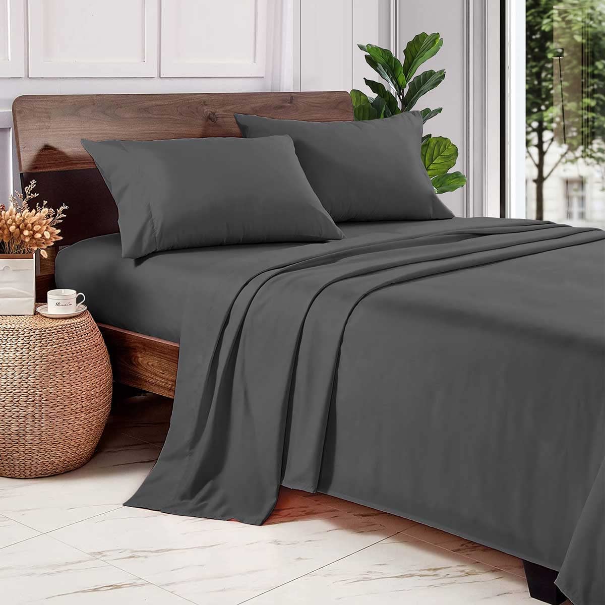 Premium 100% Cotton 4-Piece Sheet Set - Ultra Soft Twin Size Bedding with 15