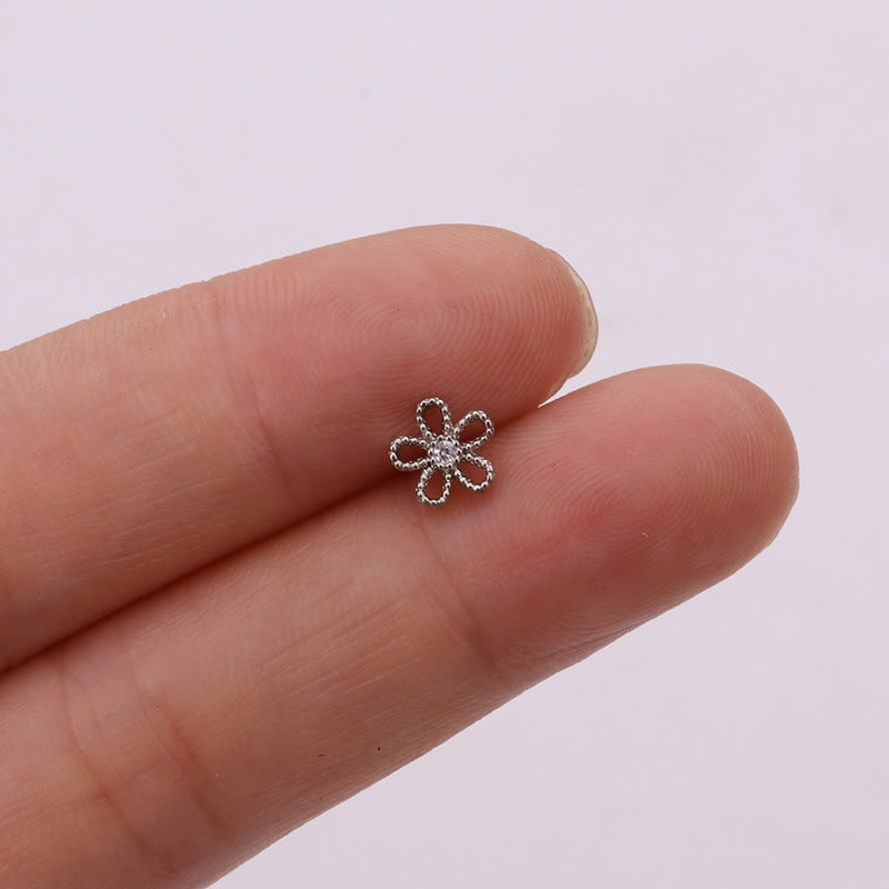 20G Snowflake Cartilage Conch Sleeper Stud Earrings for Women - HSPJ1917 | Dainty Hypoallergenic Earrings for Daily Wear & Special Occasions