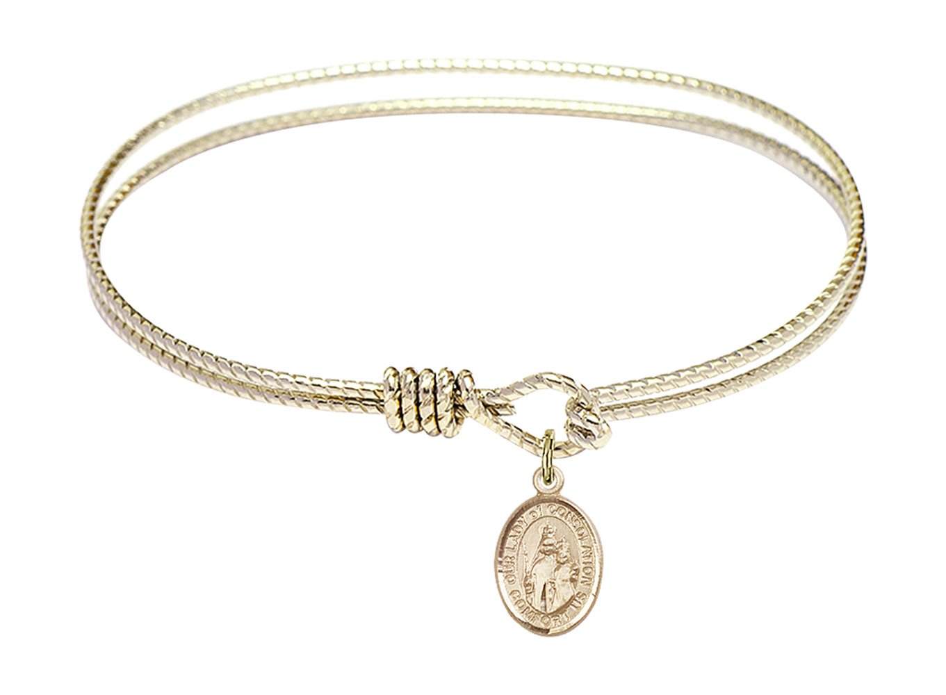 F A Dumont 7 1/4 Inch Oval Eye Hook Bangle Bracelet with Consolation Charm - Elegant Jewelry for Women, Perfect for Everyday Wear, Gifts, and Special Occasions