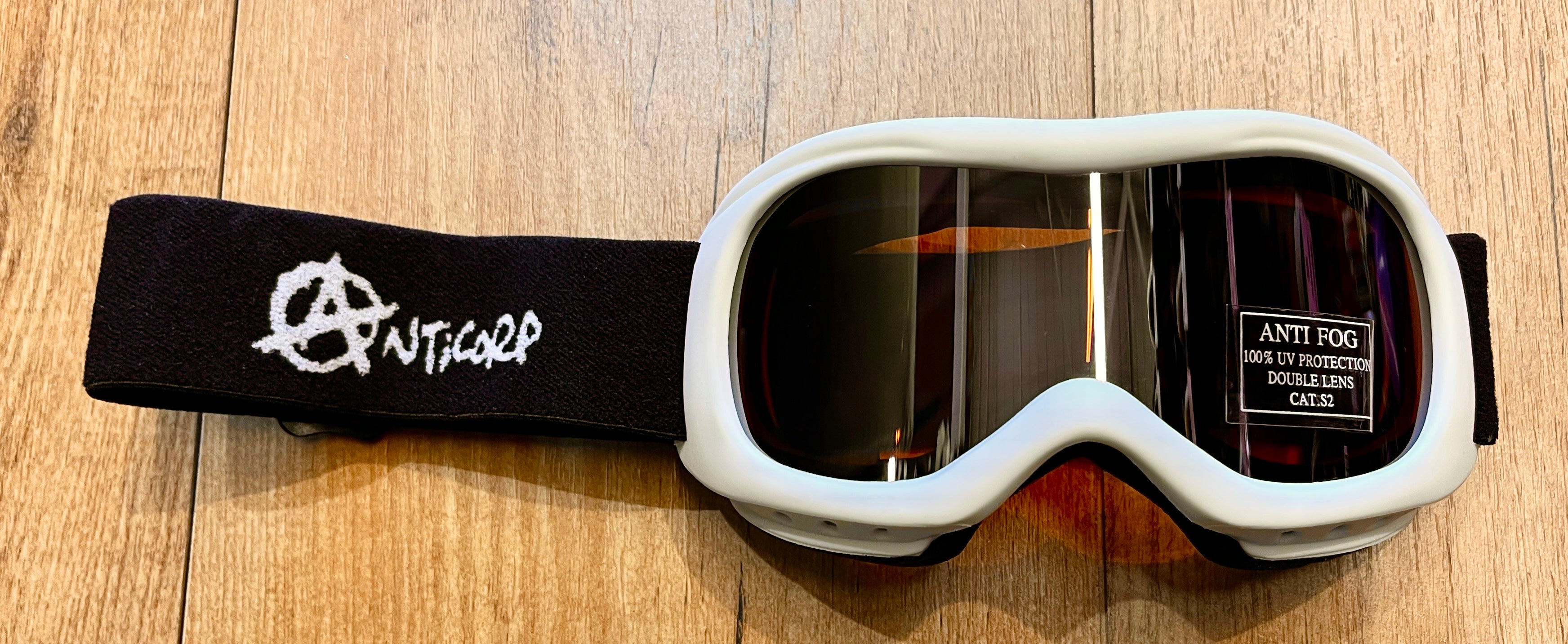 AntiCorp Infant Goggles - White with Silver Amber Lenses for Baby Swimming, Beach & Sun Protection