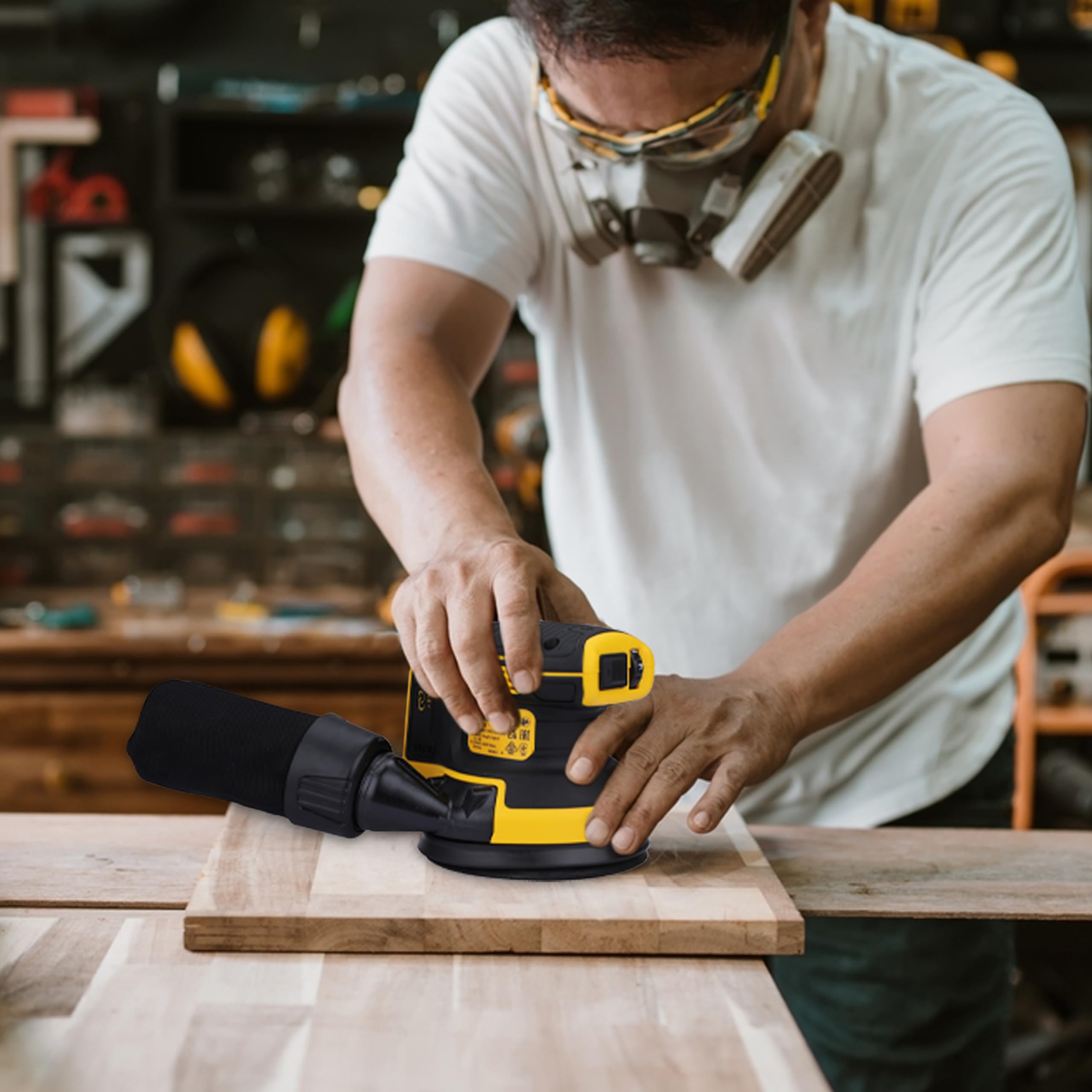 DEWALT DCW210N-XJ 18V XR Brushless Cordless Random Orbital Sander - Powerful Sanding Tool for Woodworking, DIY Projects & Home Renovation