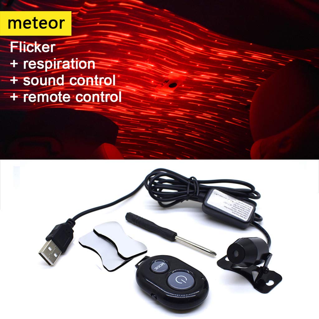 NQyIOS USB Red LED Projector Light for Car Interior - Ambient Atmosphere Lamp with Starry Sky Effect (Red) | Perfect for Night Driving, Car Decor & Romantic Mood Lighting