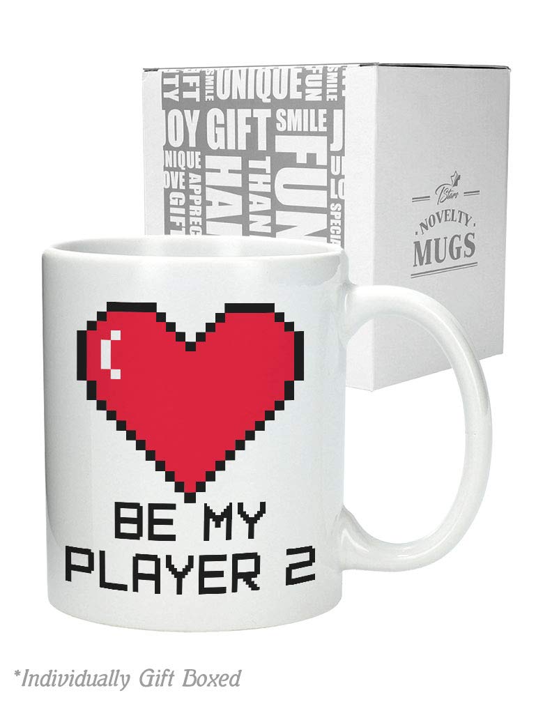 Funny Gamer Coffee Mug - 15oz White 'Be My Player 2' Valentine's Gift for Boyfriend, Girlfriend, Husband or Wife | Perfect for Gamers, Valentine's Day & Couples Gaming Nights