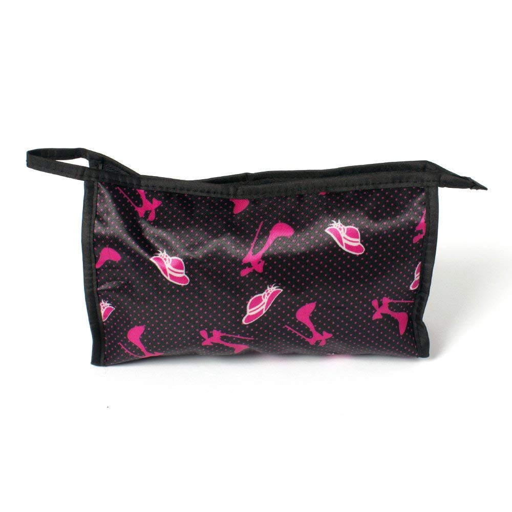 THE QUIRK BOX Travel Pouch Toiletry Bag Cosmetic Pouch Travel Organizer Set of 2 - Waterproof Black Heels Print for Women - Perfect for Vacation, Gym, Business Trips & Weekend Getaways