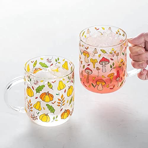 Premium Borosilicate Glass Mushroom Mug with Silicone Lid - 15.2oz Heat-Resistant Drinking Cup for Coffee, Tea & Hot Beverages - Modern Mushroom-Themed Home & Office Use - Gift for Adults & Plant Lovers