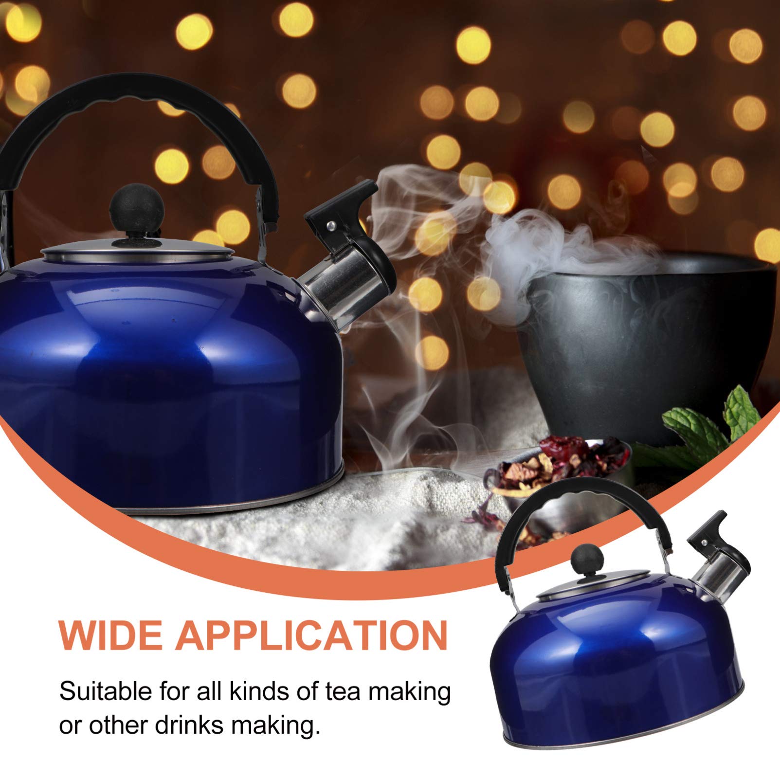 Premium Stainless Steel Whistling Tea Kettle - Stovetop Whistling Teapot for Coffee & Tea Making - Ergonomic Handle for Home, Kitchen, Camping & Outdoor Use - Durable Blue Water Kettle for Hiking, Picnics & Daily Brewing