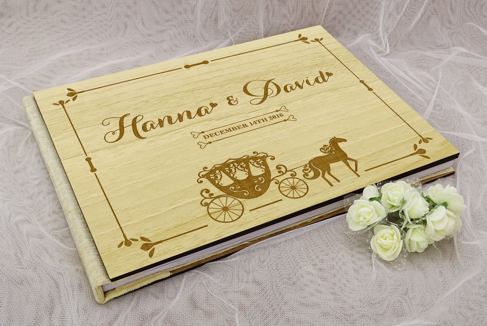 Personalized Rustic Wooden Wedding Guest Book - Engraved Bride & Groom Advice Book with 50 Pages - Perfect for Weddings, Anniversaries & Bridal Showers