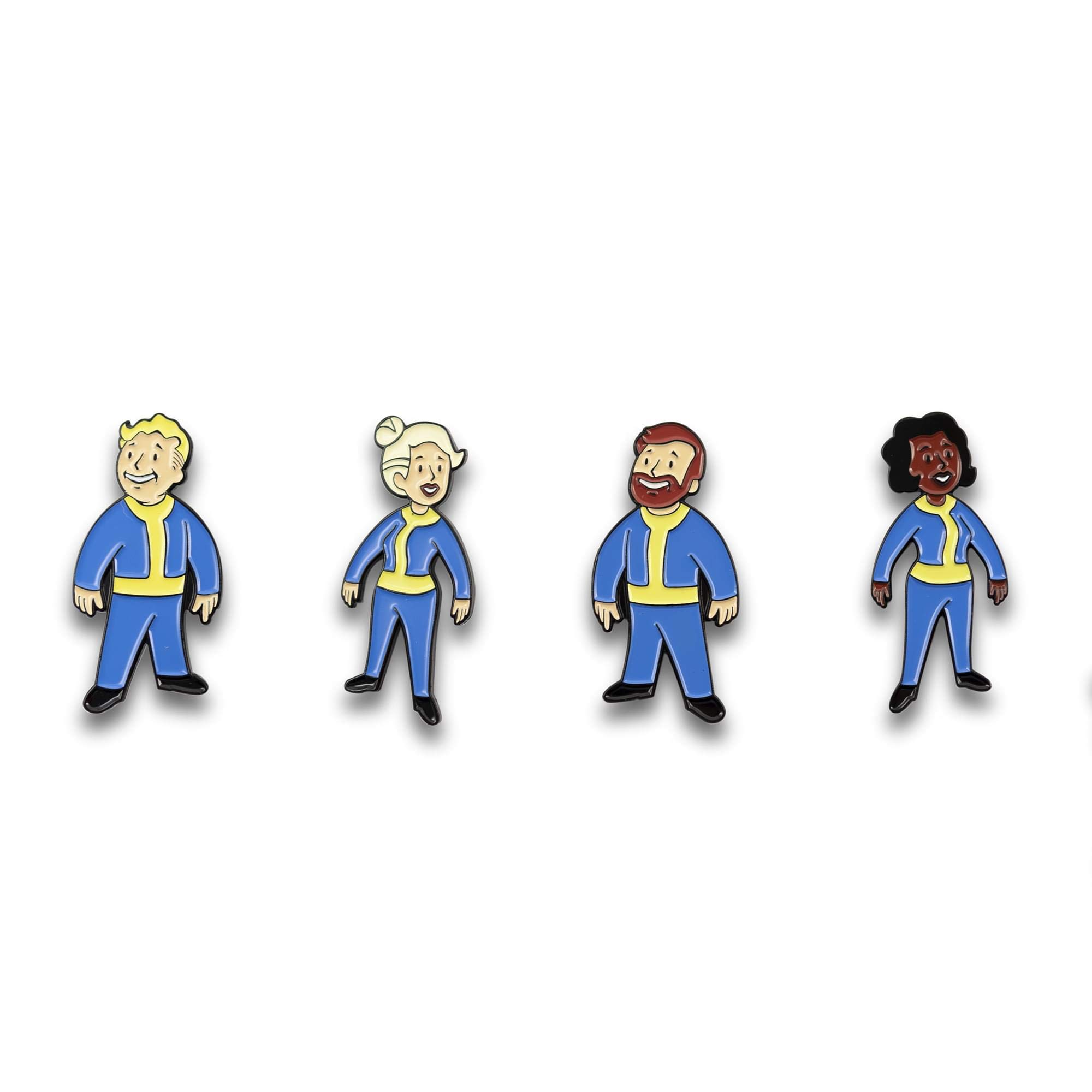 Fallout Vault Dweller Enamel Pins - 4-Piece Collector Set for Cosplay & Gifts