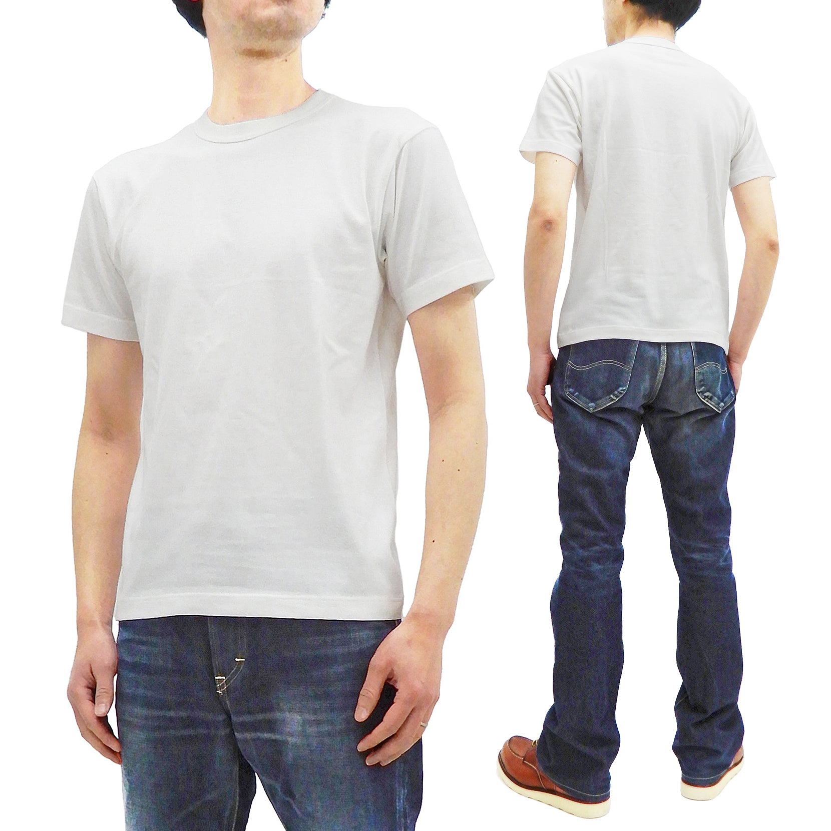 Buzz Rickson Men's Plain Short Sleeve Loopwheel T-Shirt BR78960 - 100% Cotton Classic White Tee for Casual Wear & Street Style Outfits