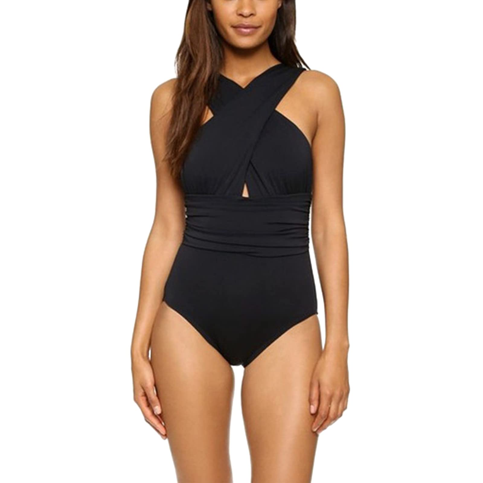 Women's Solid Backless Halter High Waist Tankini Bikini Set - Padded Swimwear for Curvy Figures | Perfect for Beach, Pool & Summer Vacations