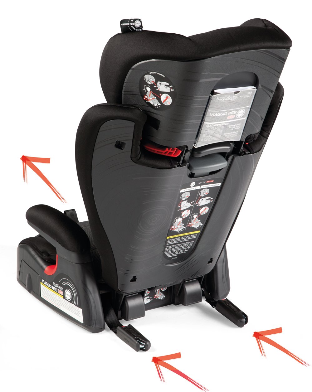 Peg Perego Viaggio HBB 120 Booster Car Seat for Kids 40-120 lbs | High Back Booster Seat with Safety Features | Made in Italy | Crystal Black | Perfect for School, Travel & Daily Commute