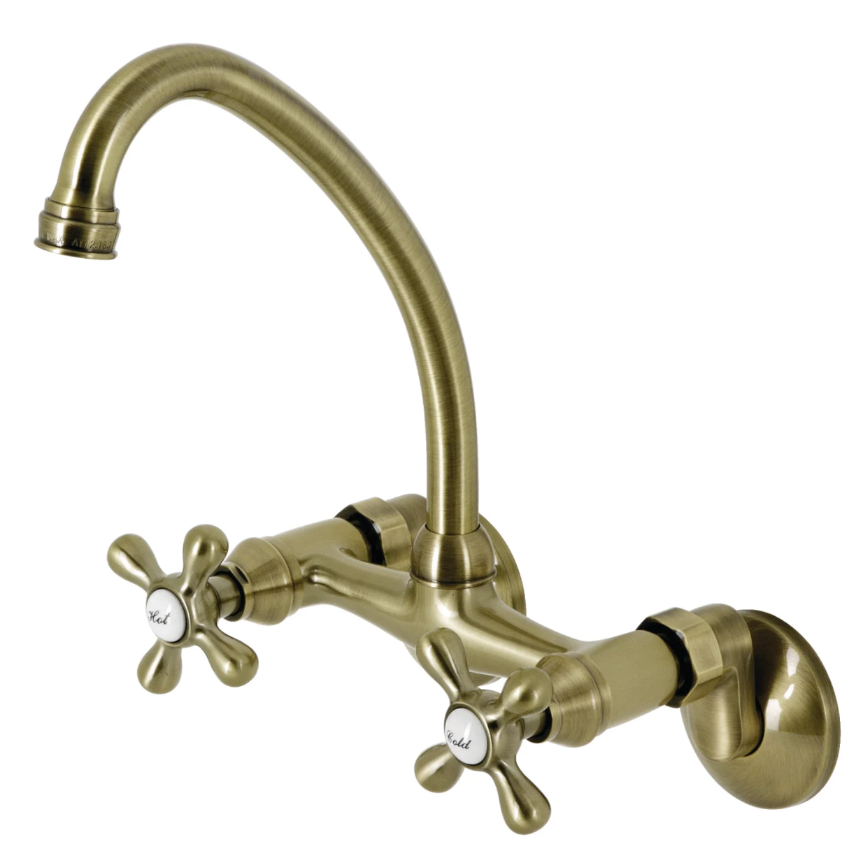 Stainless Steel Cross Handle Wall Mount Kitchen Faucet with Adjustable Centers - Perfect for Farmhouse, RV, and Outdoor Sink Installations