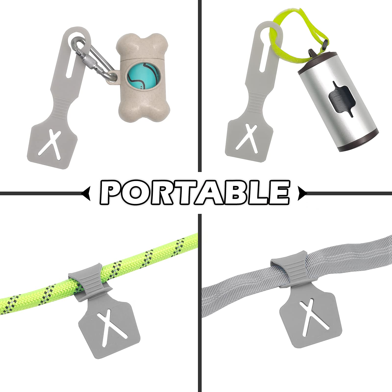Premium Silicone Dog Poop Bag Holder for Leash - Hands-Free Waste Carrier with Secure Clip (Frosty Gray, 1 Pack) - Ideal for Walking, Hiking & Outdoor Adventures with Your Pet
