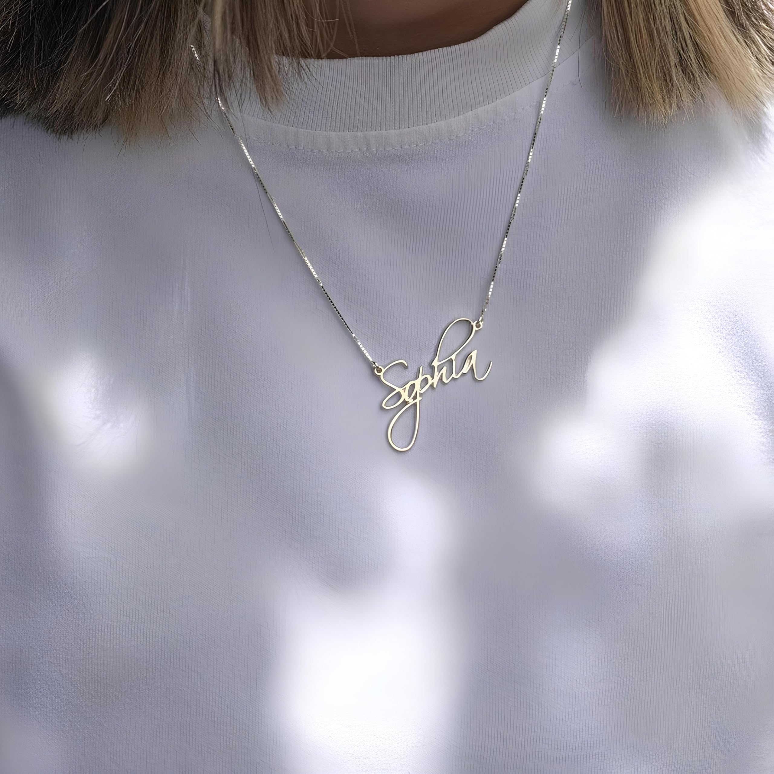 Personalized Calligraphy Name Necklace for Women & Teen Girls - Sterling Silver/Gold Plated/Rose Gold Script Nameplate Pendant - Unique Gift for Birthday, Anniversary & Valentine's Day - Perfect for Everyday Wear & Special Occasions