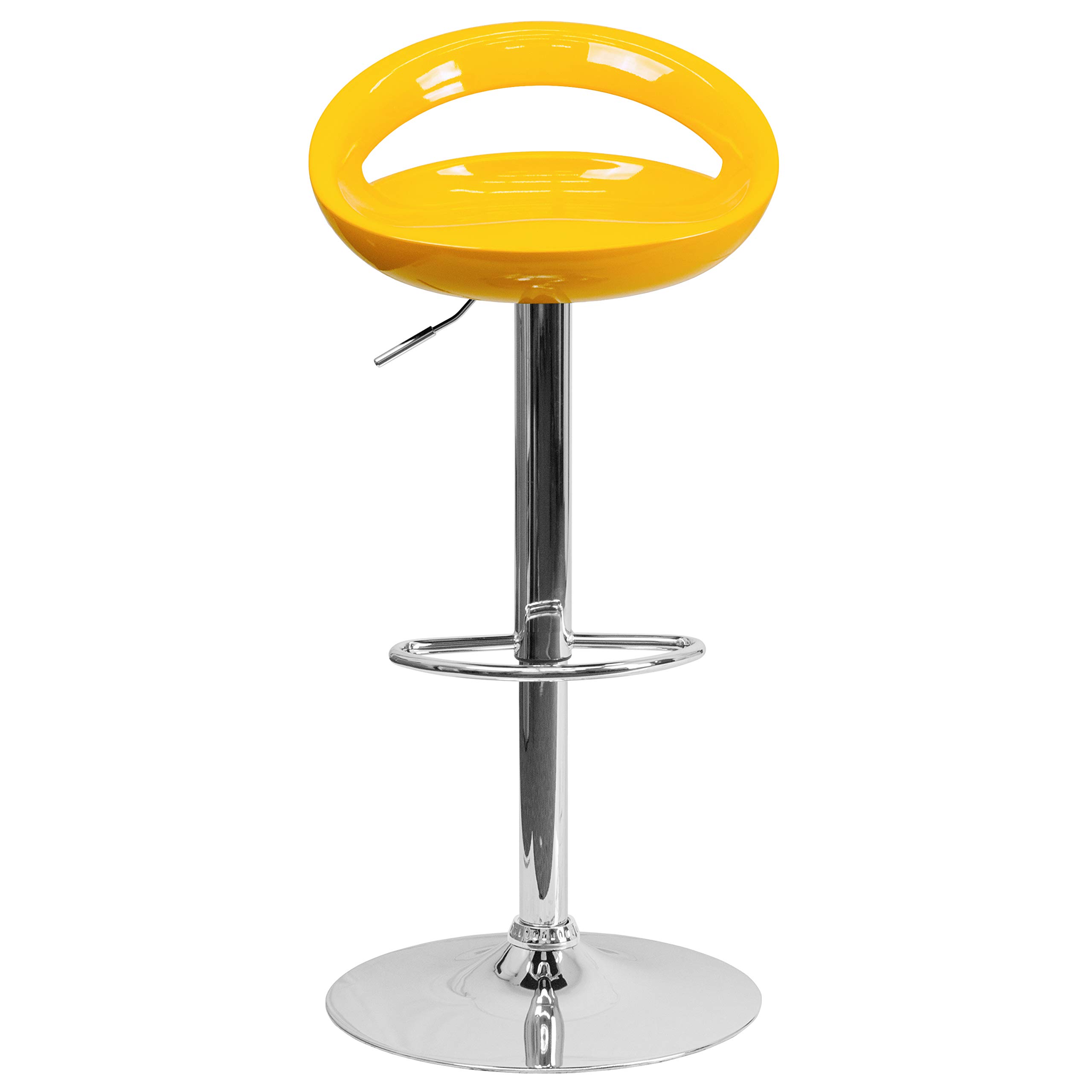 Flash Furniture Adjustable Height Bar Stool - 1-Piece Set, Yellow - Perfect for Kitchen Islands, Bars & Countertops