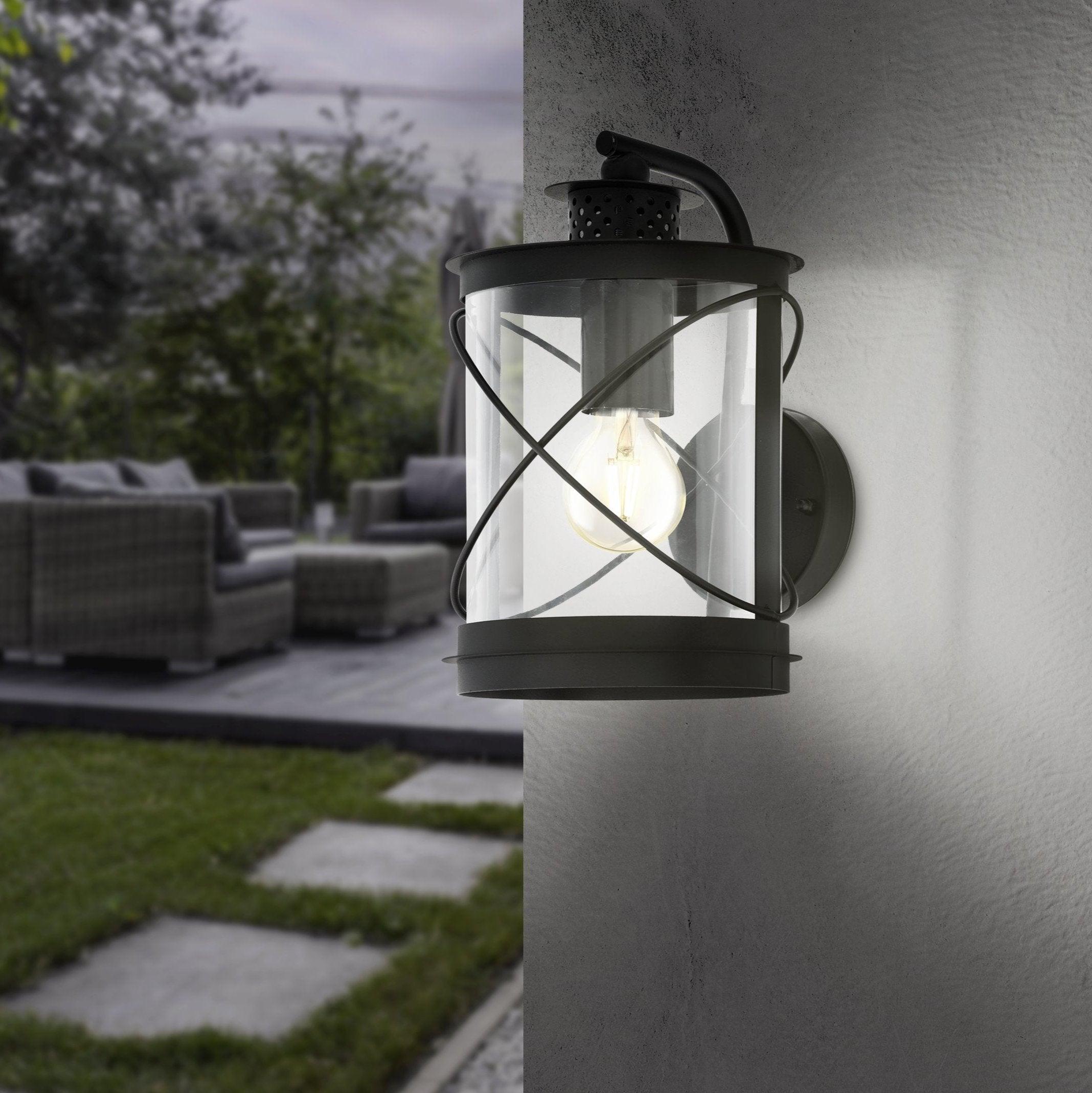 Eglo Hilburn Black Outdoor Wall Light - IP44 Waterproof Lantern for Porch, Garden, and Patio Lighting - Durable Exterior Sconce for Home & Commercial Use