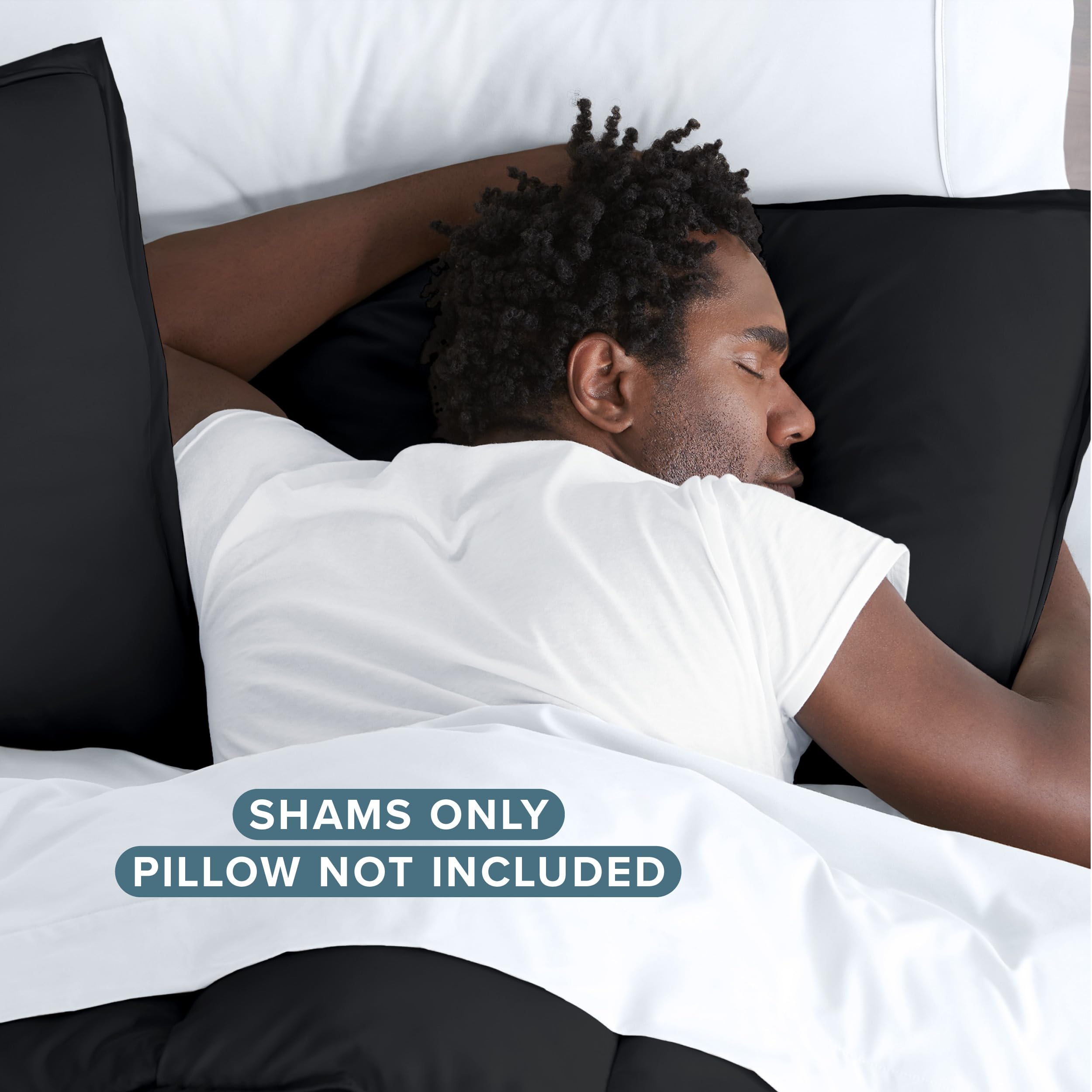 Bare Home King Pillow Sham Covers - Set of 2 Ultra-Soft 1800 Thread Count Microfiber Pillowcases - Double Brushed Luxury Bedding for King Size Pillows (Black) - Perfect for Master Bedroom, Guest Room & Hotel Style Decor