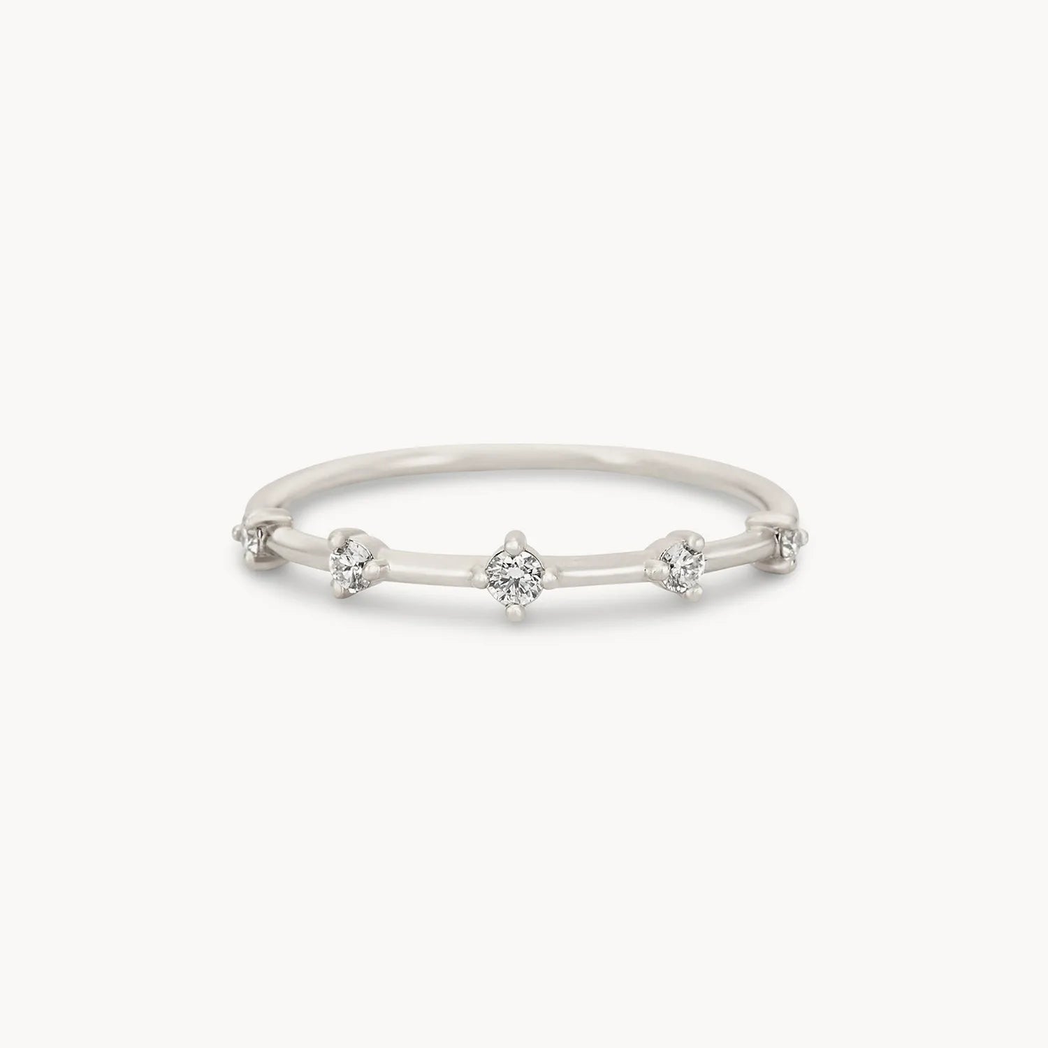 14K White Gold White Diamond Stars Align Ring - Elegant Celestial Jewelry for Engagement, Anniversary & Special Occasions