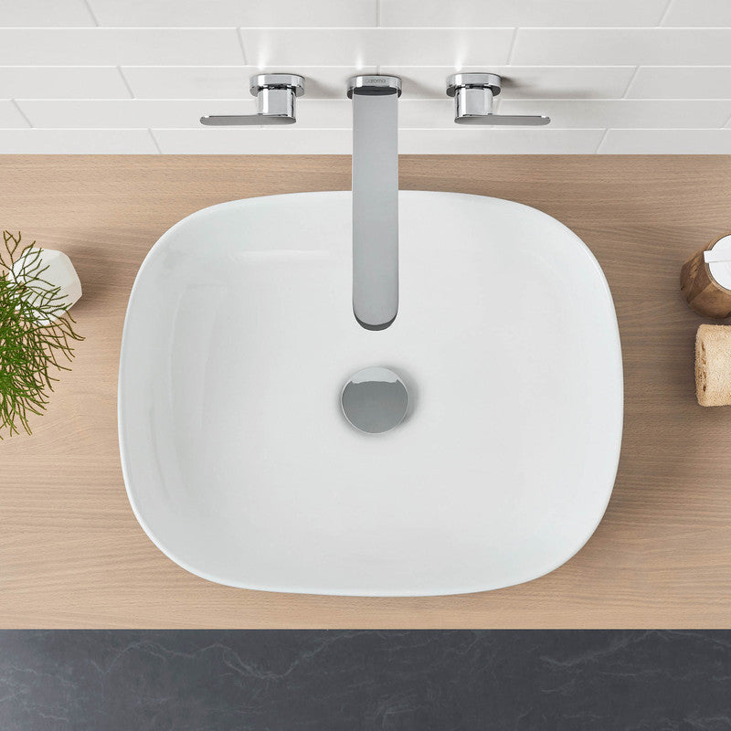 Caroma Artisan Above Counter Basin - Curved Rectangle 500mm Bathroom Sink for Modern Vanity - Perfect for Home, Hotel & Restaurant Washrooms