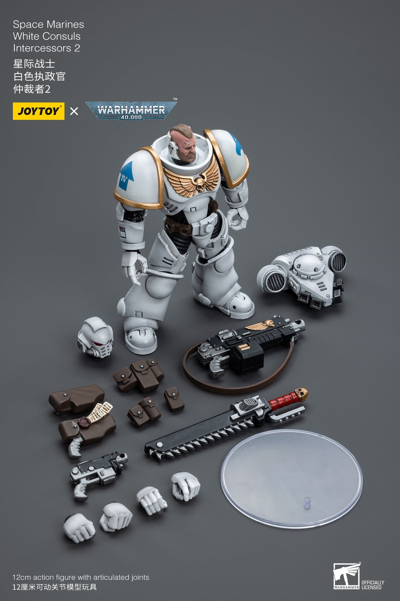 1/18 JOYTOY Warhammer 40K Space Marines White Consuls Intercessors Action Figure - Collectible Miniature for Tabletop Gaming & Display