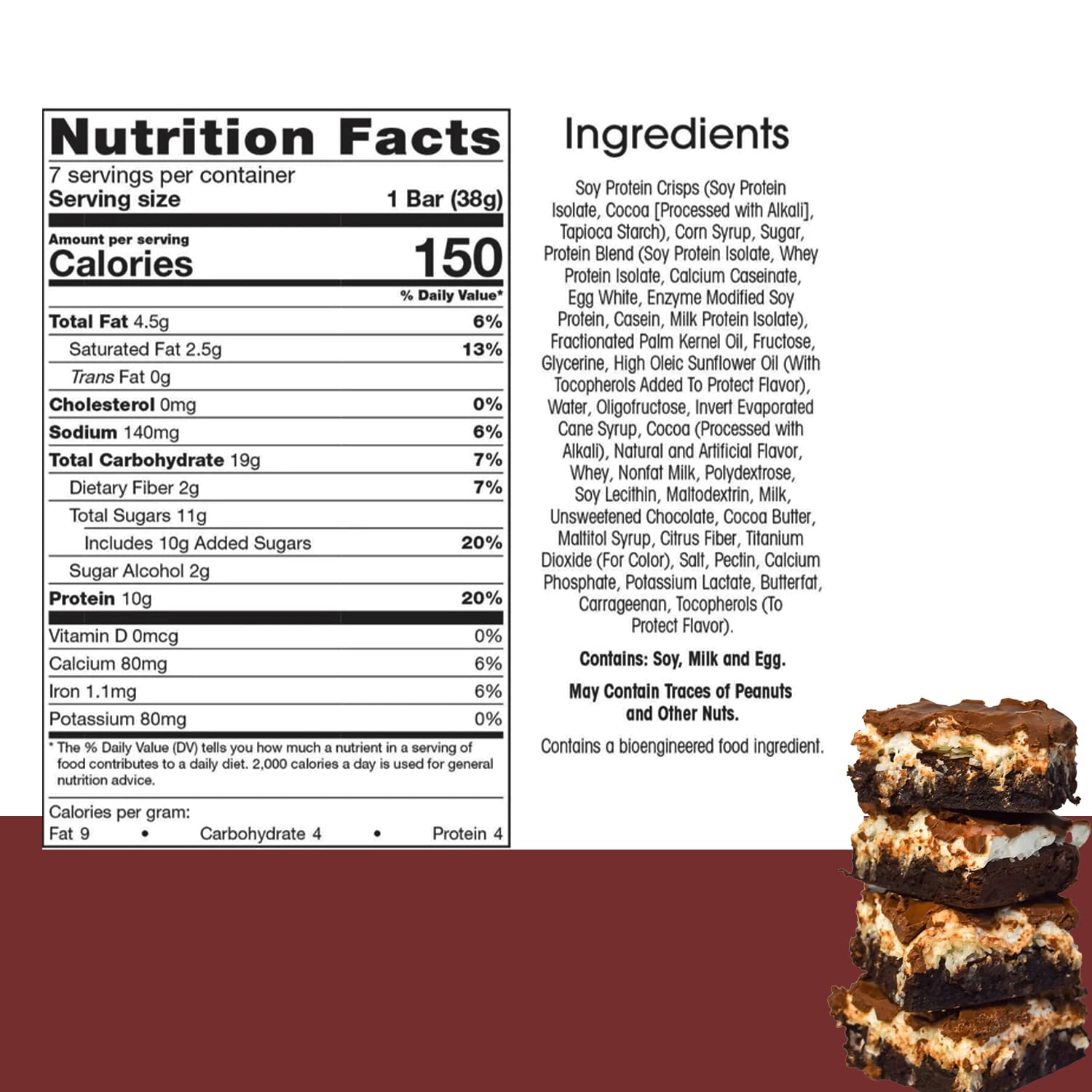 BestMed High Protein Snack Bar - 10g Protein, Low Carb, Low Sugar, Low Calorie for Weight Loss | Marshmallow Brownie Crisp Flavor | 7 Count Box | Perfect for Gym, Work & On-the-Go Snacking