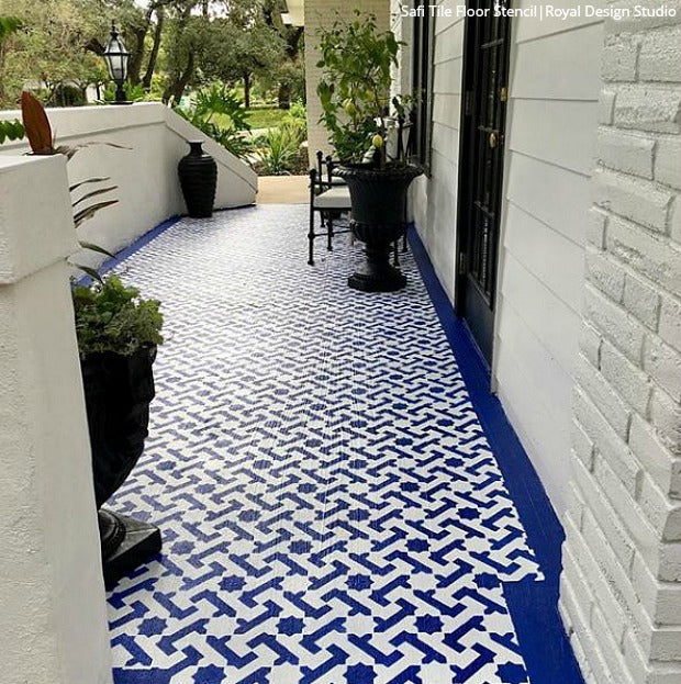 Safi Large Tile Stencil for DIY Home Decor - Perfect for Bathroom, Kitchen, and Floor Tile Patterns