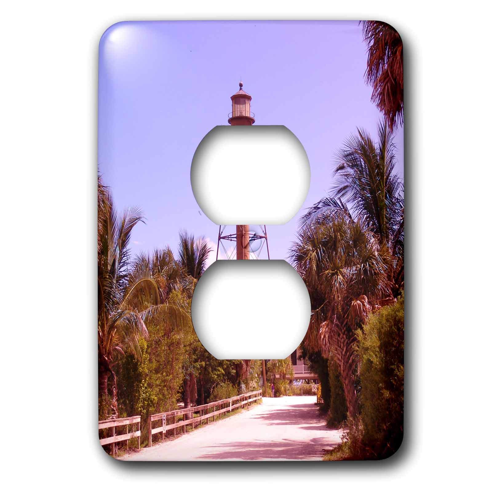 3D Rose Two Plug Outlet Cover with Sanibel Lighthouse Design - Decorative Electrical Outlet Cover for Home, Office & Nursery Safety (Set of 6) - Perfect for Baby Proofing and Coastal Themed Decor