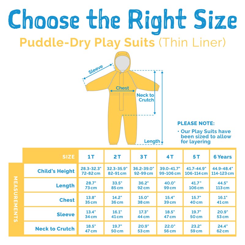 Jan & Jul Puddle Dry Waterproof Playsuit for Kids - Water-Resistant Rain Suit for Outdoor Play, Splashing in Puddles & Rainy Day Adventures