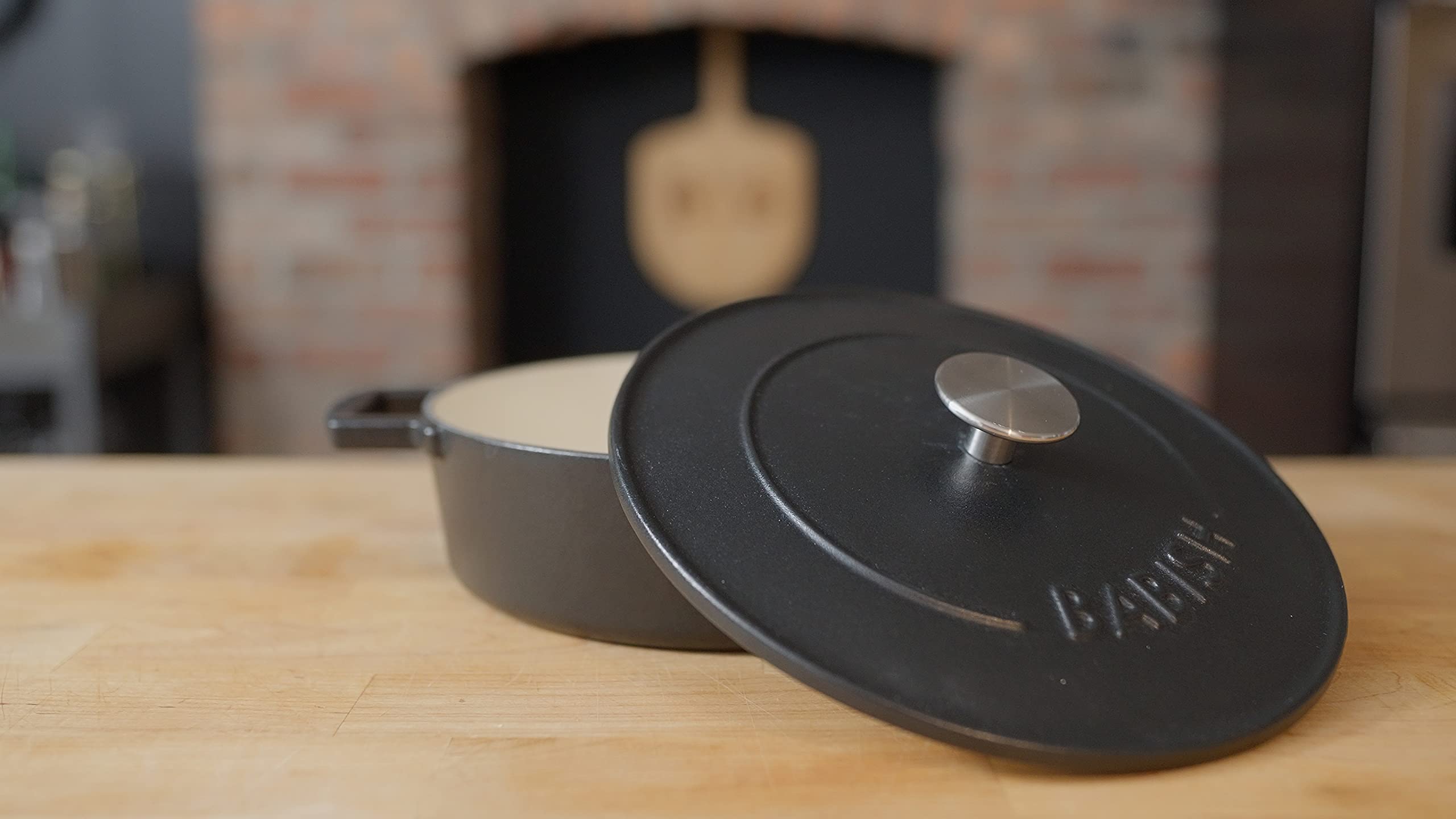 Babish 3-Quart Cast Iron Braiser with Lid - Heavy Duty Enameled Dutch Oven for Baking, Roasting & Sautéing - Perfect for Stovetop, Oven & Campfire Cooking