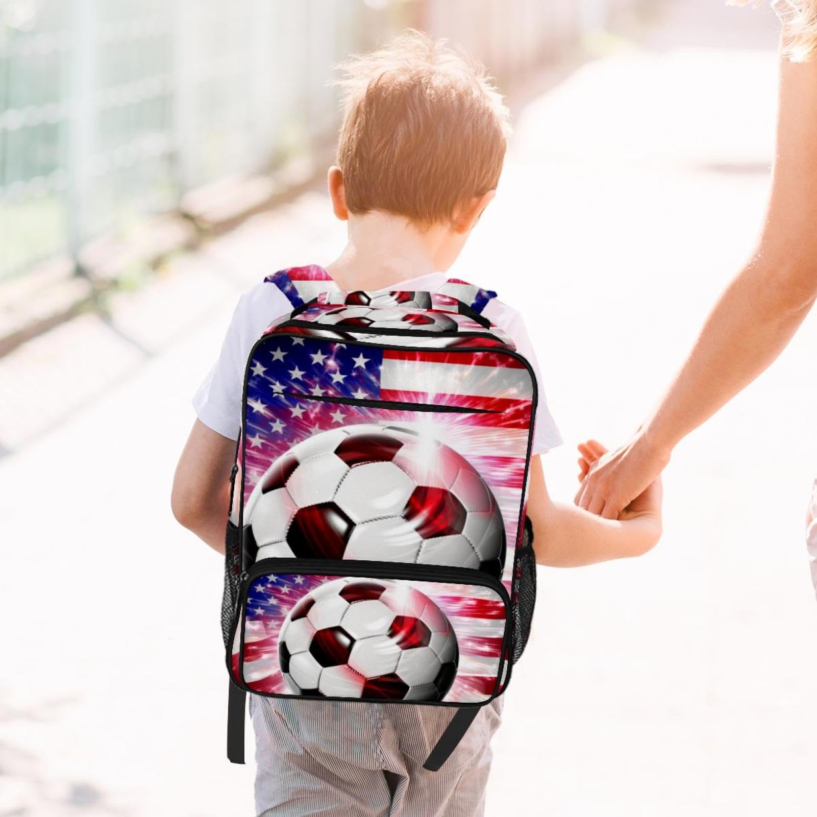 Best Travel Backpacks for Women & Men - Durable American Flag Design with Football Print - Perfect for School, Hiking, and Outdoor Adventures