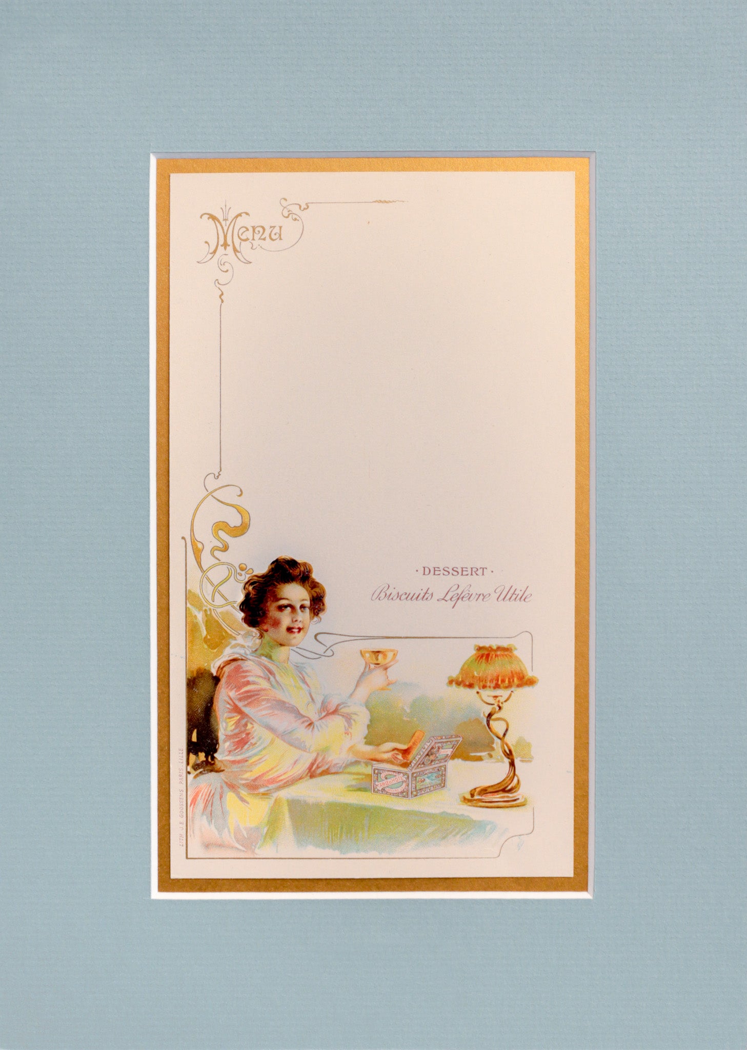 Vintage 1900 French Advertising Menu - Woman with Coffee Art Print - Matted & Framed Wall Decor for Kitchen, Cafe, or Office