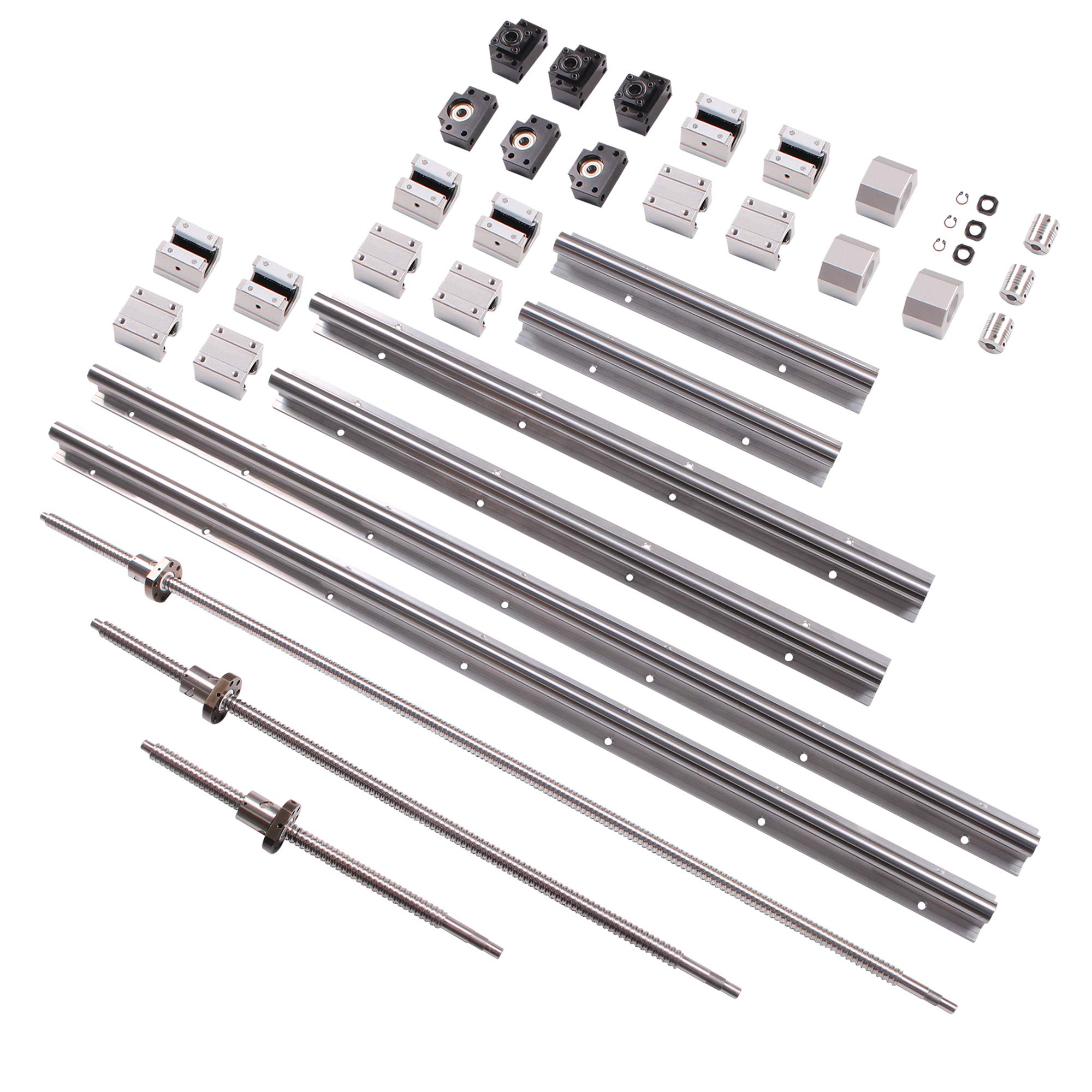 High Precision RM1605 Ball Screw & SBR20 Linear Rail Kit (400mm/1000mm/1200mm) with SBR20UU Block, Nut Housing, Coupling & BK/BF12 Support - Perfect for 3D Printers, CNC Machines, DIY Projects, Robotics & Industrial Automation