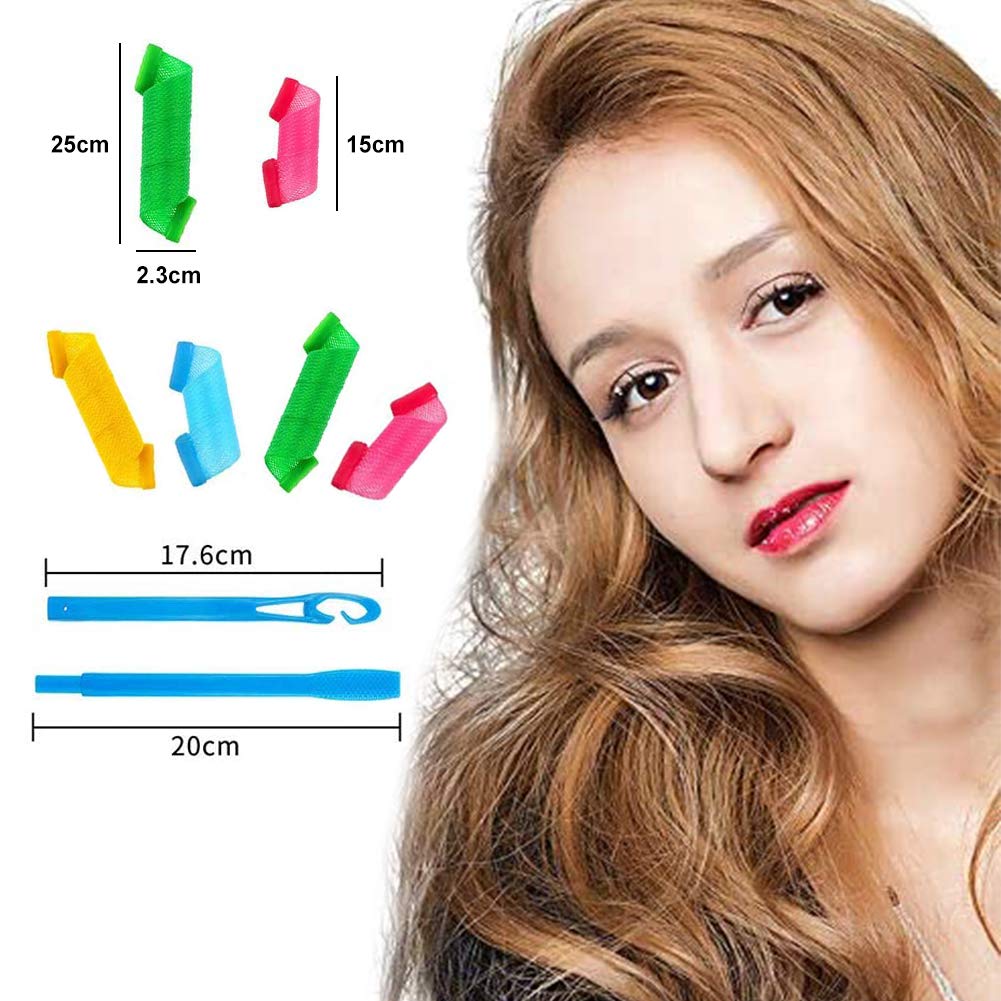 18-Piece Magic Spiral Hair Rollers Set - Professional Hair Curlers for Long & Short Hair with 2 Styling Hooks - Perfect for Salon-Quality Curls at Home, Parties & Special Occasions