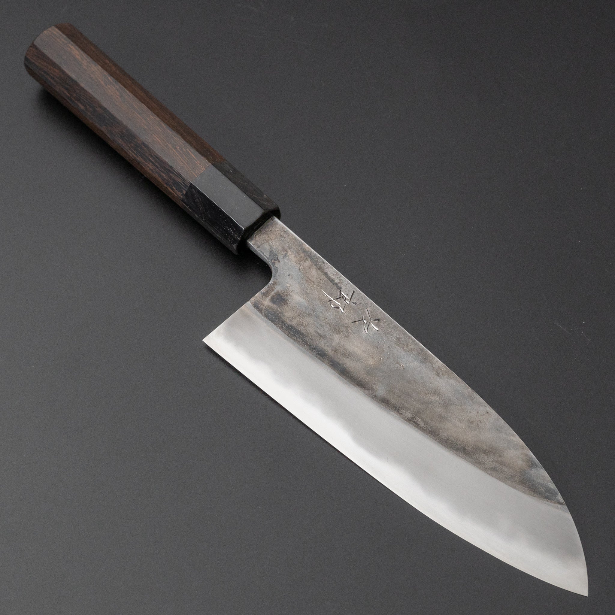Premium Jiro Tsuchime Wa Santoku Knife 165mm - Japanese Damascus Steel Blade with Taihei Tagayasan Wooden Handle - Perfect for Sushi, Vegetables & Meat Cutting (#452)