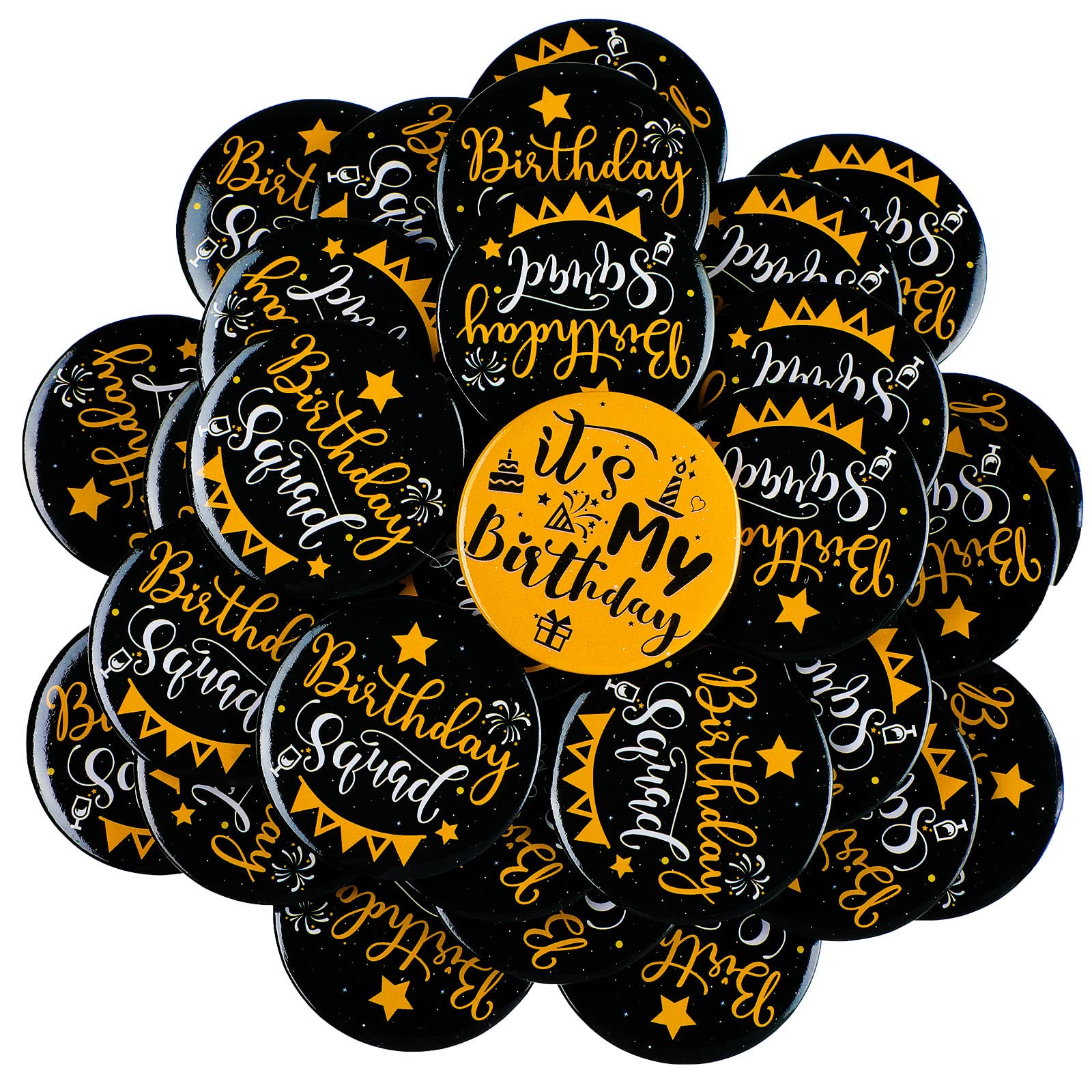 36-Piece Birthday Button Pins Set - 