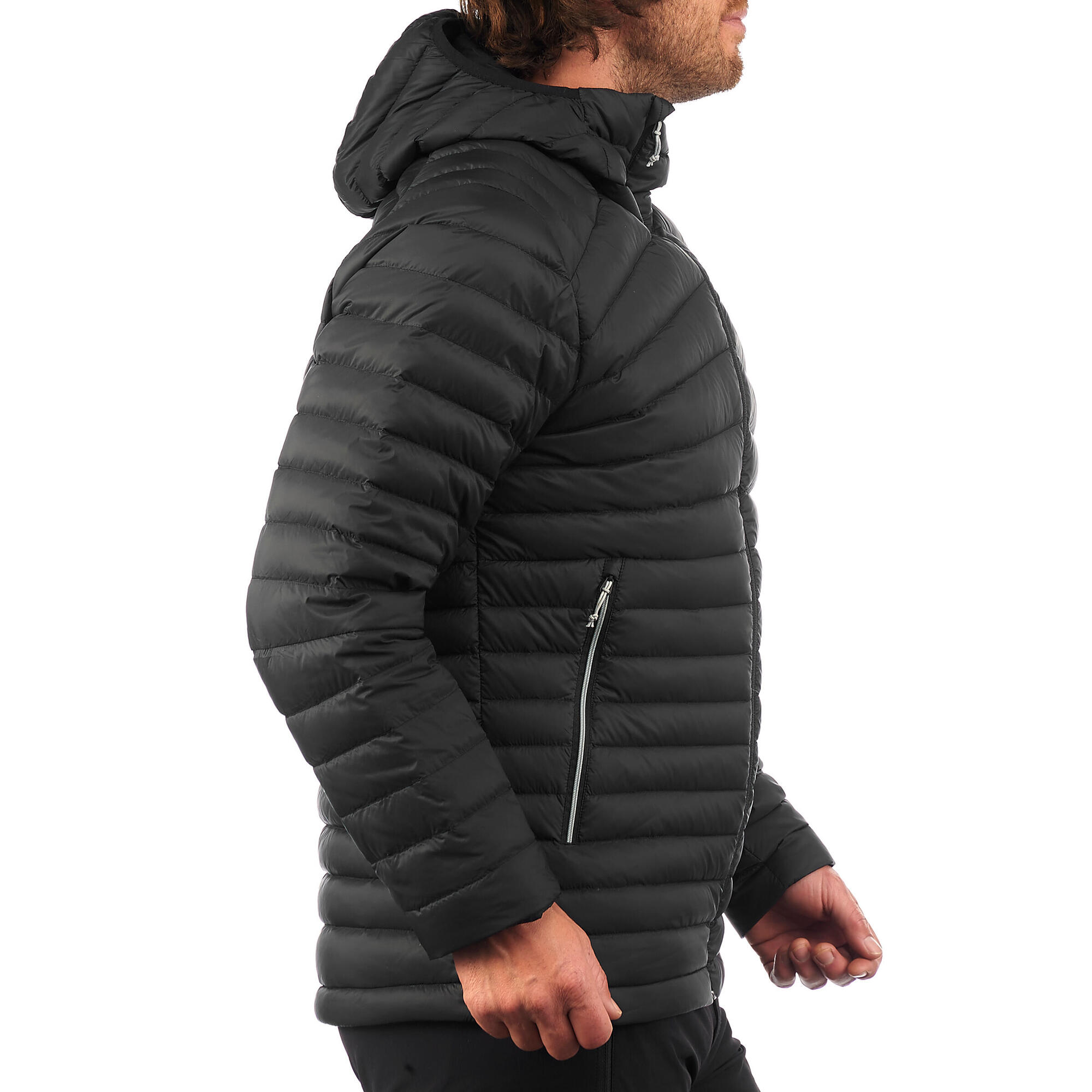 Forclaz Men's MT100 Hooded Down Puffer Jacket - Lightweight Winter Coat, Waterproof & Windproof, Warm Insulated Outdoor Jacket for Hiking, Skiing & Cold Weather Activities