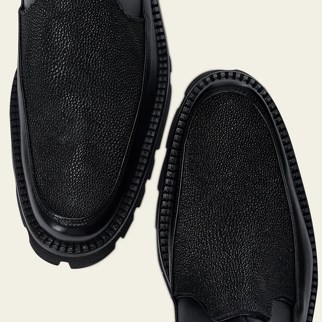 G97MTTS Men's Vintage Fashion Stingray Ankle Booties - Black Casual Leather Boots for Everyday Wear & Outdoor Style