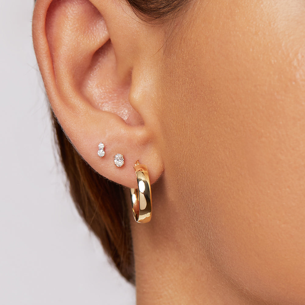 10k Gold Oval Stud Earrings with Lab-Grown Diamonds | Elegant Everyday Jewelry for Women