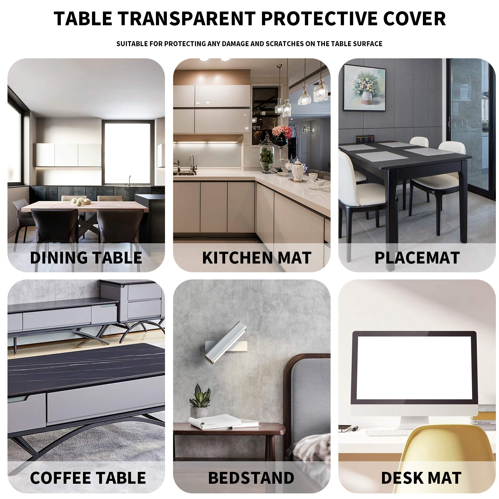 Clear Plastic Table Cover Protector 1.5mm Thick 36x72In - Waterproof Dining Table Cover for Kitchen, Restaurant, Office & Outdoor Use - Durable Tablecloth Mat for Easy Cleaning & Surface Protection