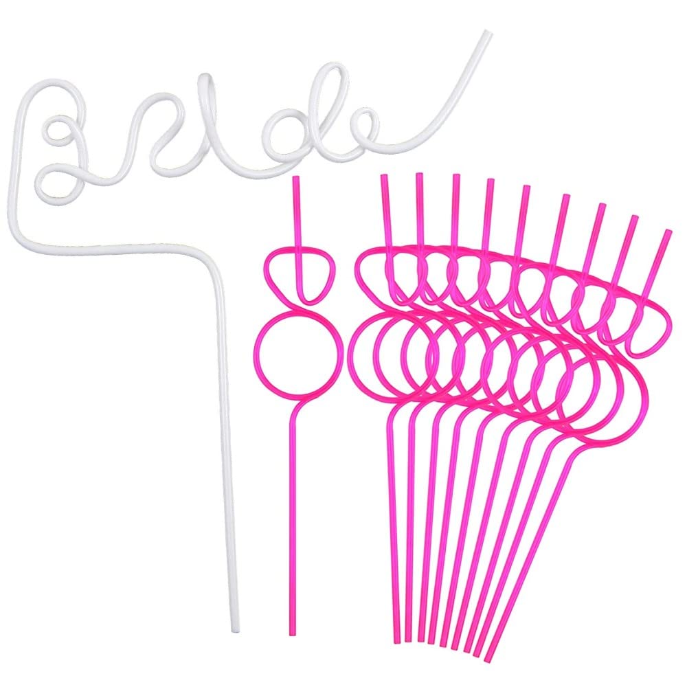 Bride Straws Set - 11pcs Wedding Decor for Bachelorette Party & Bridal Shower | Engagement Gift
