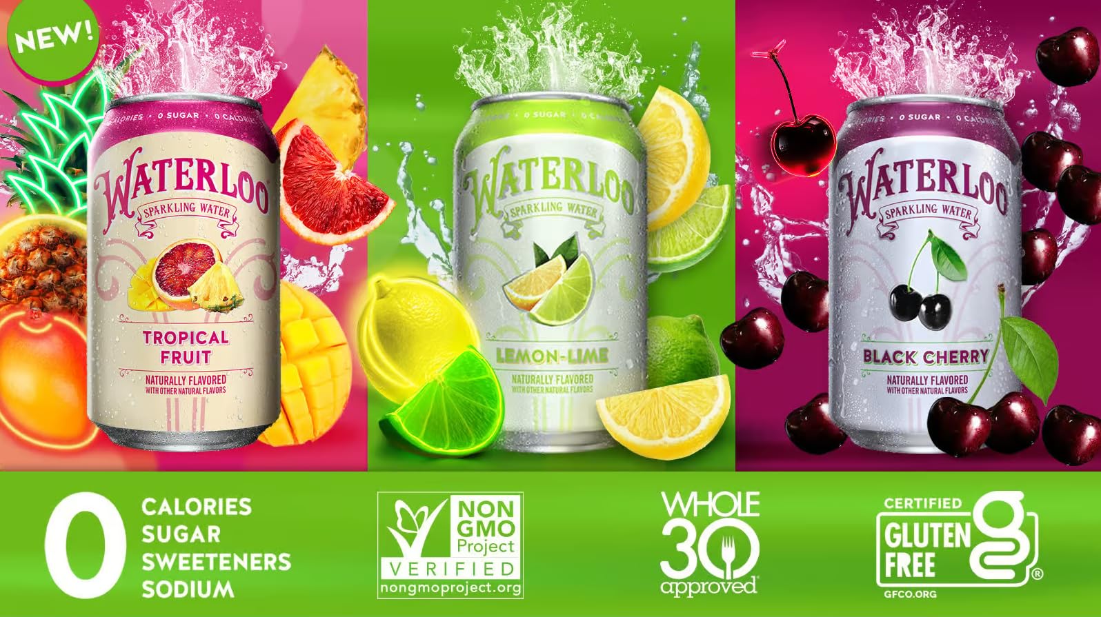 **Waterloo Sparkling Fruit Flavored Water - Zero Calorie, Sugar & Sodium | Naturally Flavored Variety Pack (8 Flavors, 24 Cans) | Refreshing Hydration for Workouts, Parties & Healthy Lifestyle**
