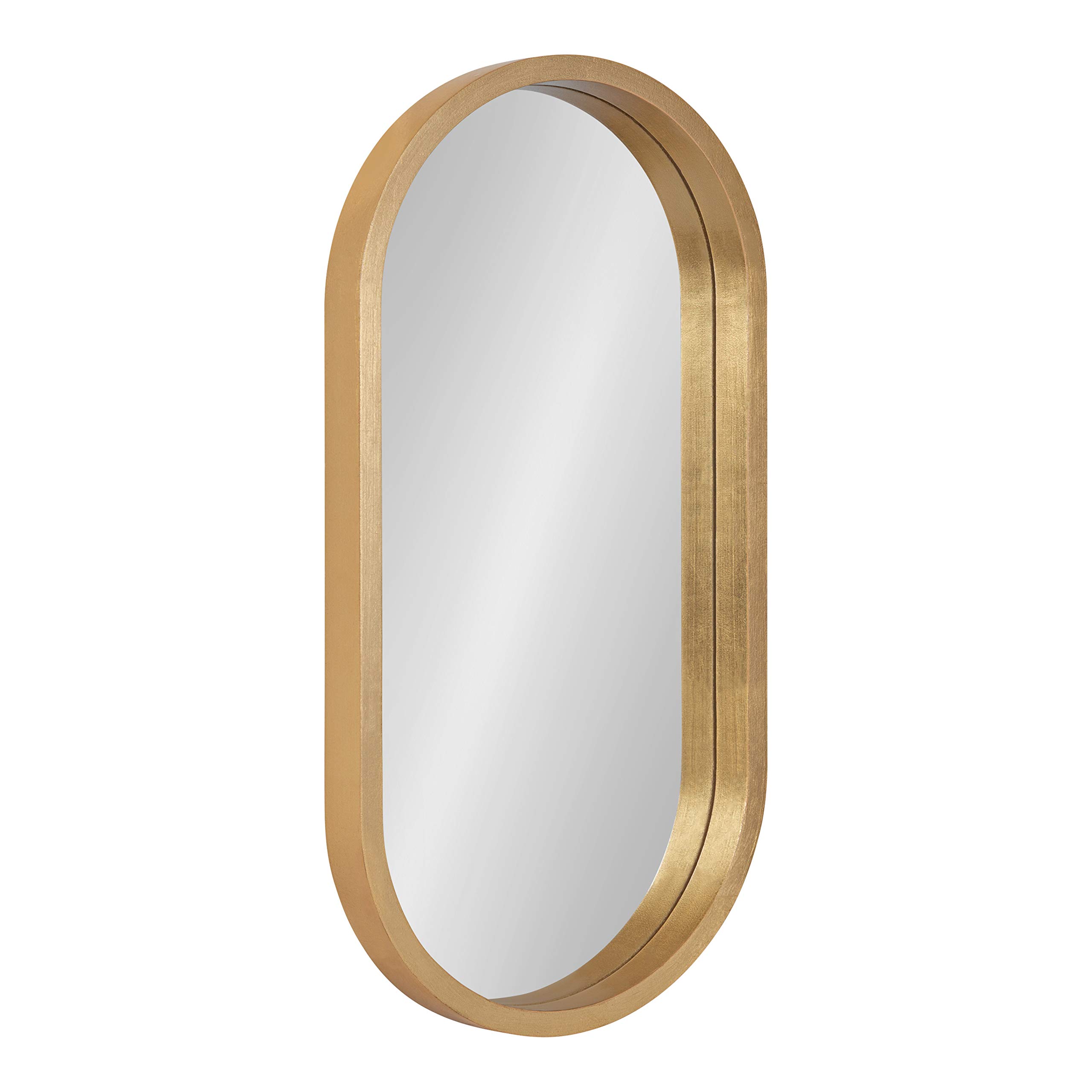 Kate & Laurel Travis Modern Capsule Wood Framed Wall Mirror 12x24 Inches - Gold Geometric Decorative Mirror for Living Room, Bedroom & Entryway Decor