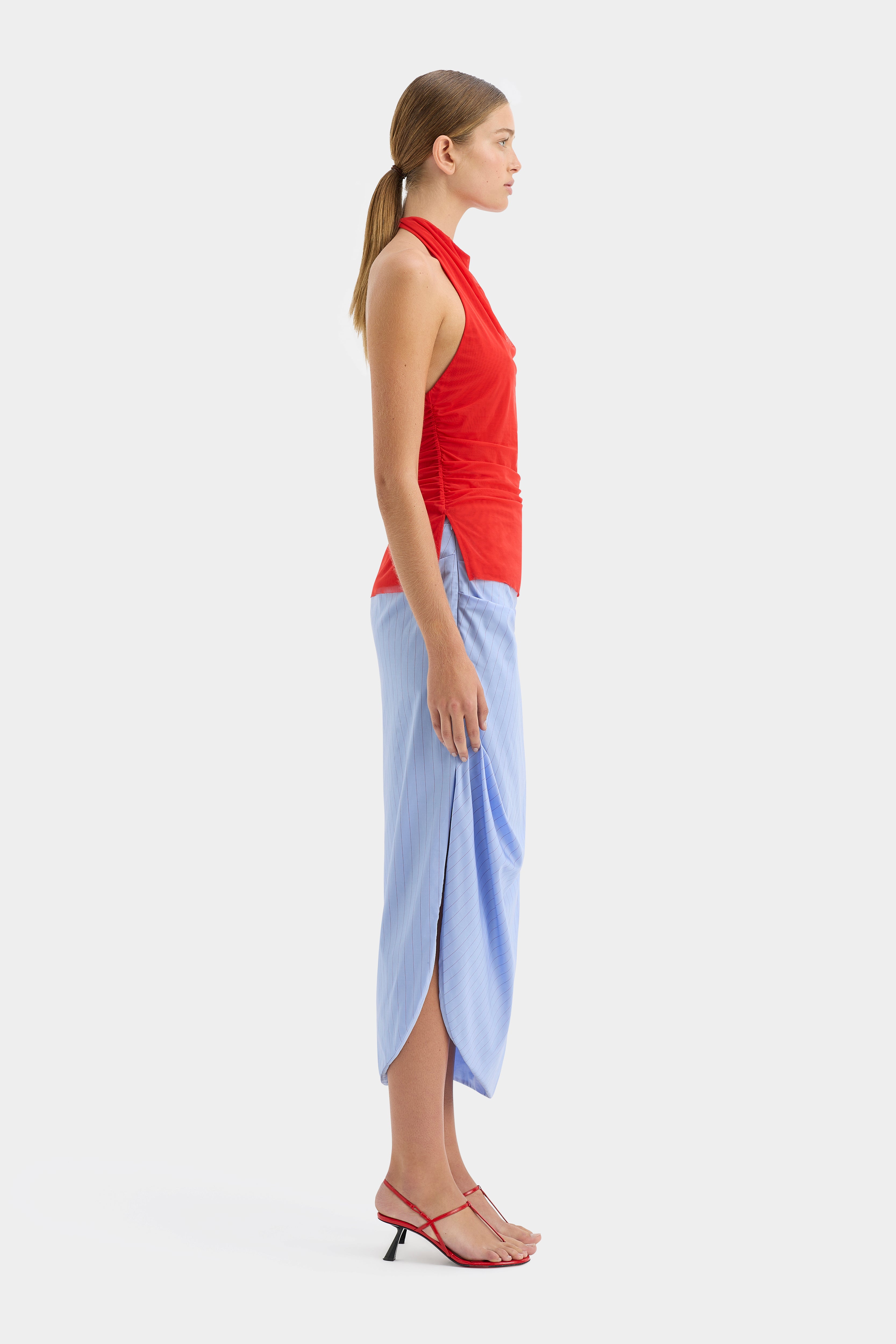 Lori Midi Skirt Sky Blue - Flowy A-Line Women's Skirt for Casual Wear, Office & Summer Outfits