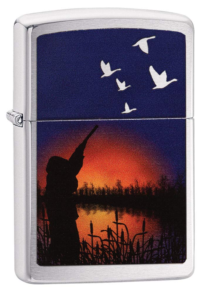 Zippo Sunset Pond Pocket Lighter - High Polish Chrome Finish | Windproof Refillable Metal Lighter for Camping, Hiking & Outdoor Adventures