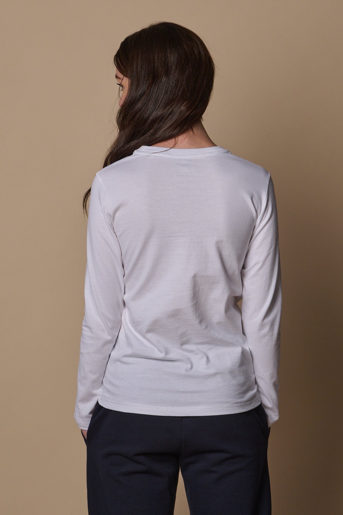 Women's Long Sleeve T-Shirt - Soft Cotton Basic White Top for Casual Wear | Perfect for Layering, Office & Everyday Outfits